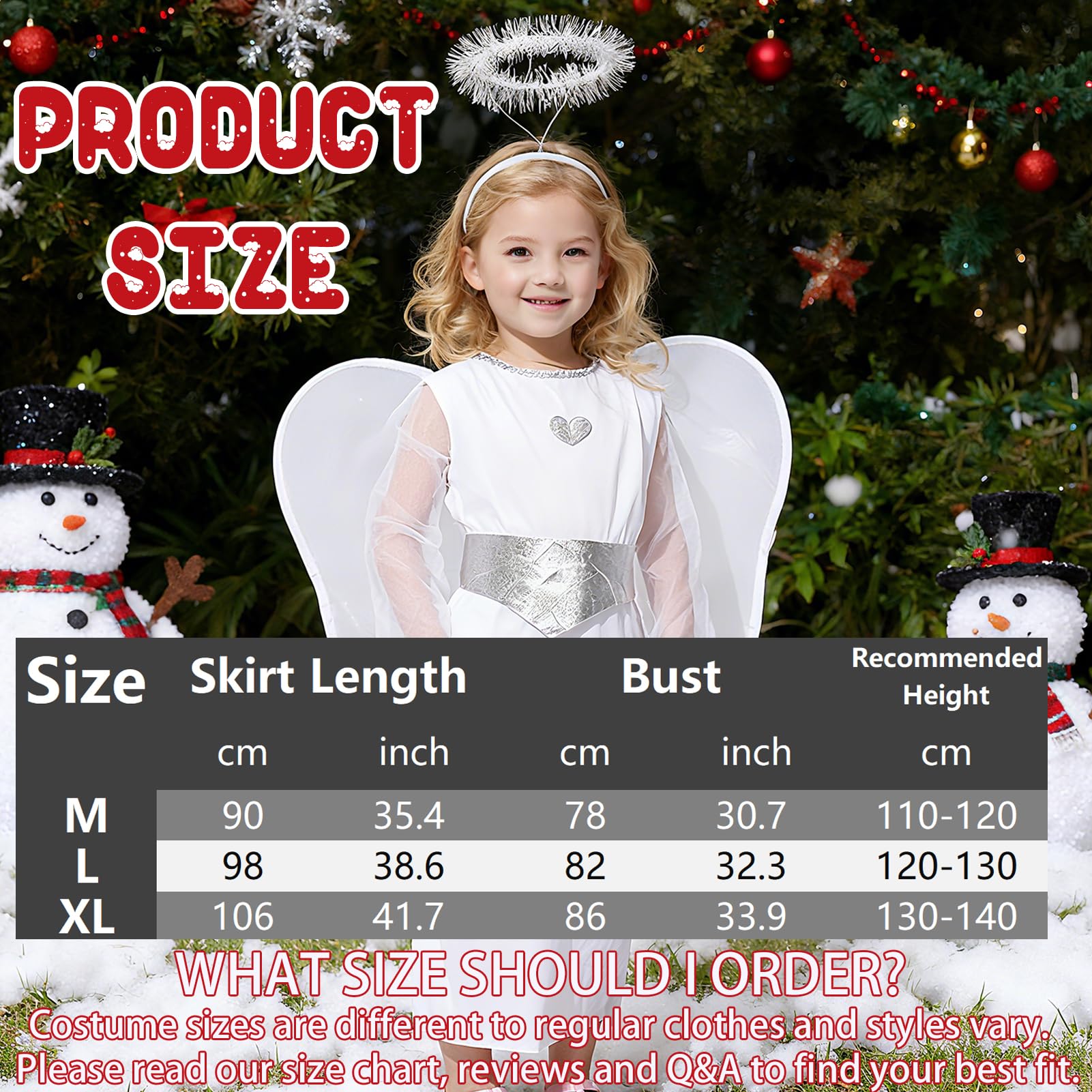 Maryparty Angel Kids Costume Angel Nativity Costume Christmas White Dress for Christmas Nativity World Book Day (M) - Image 2