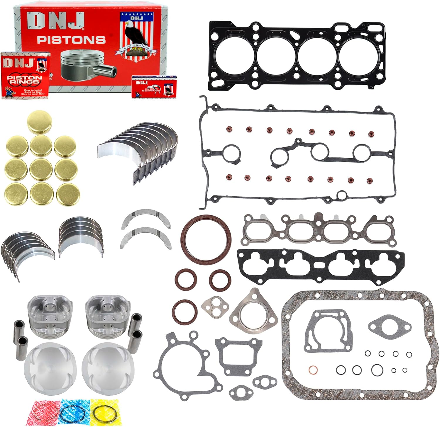 DNJ EK456 Engine Rebuild Kit for 2000-2003 Mazda 626 Protege Protege5 2.0L L4 16V DOHC 1991cc