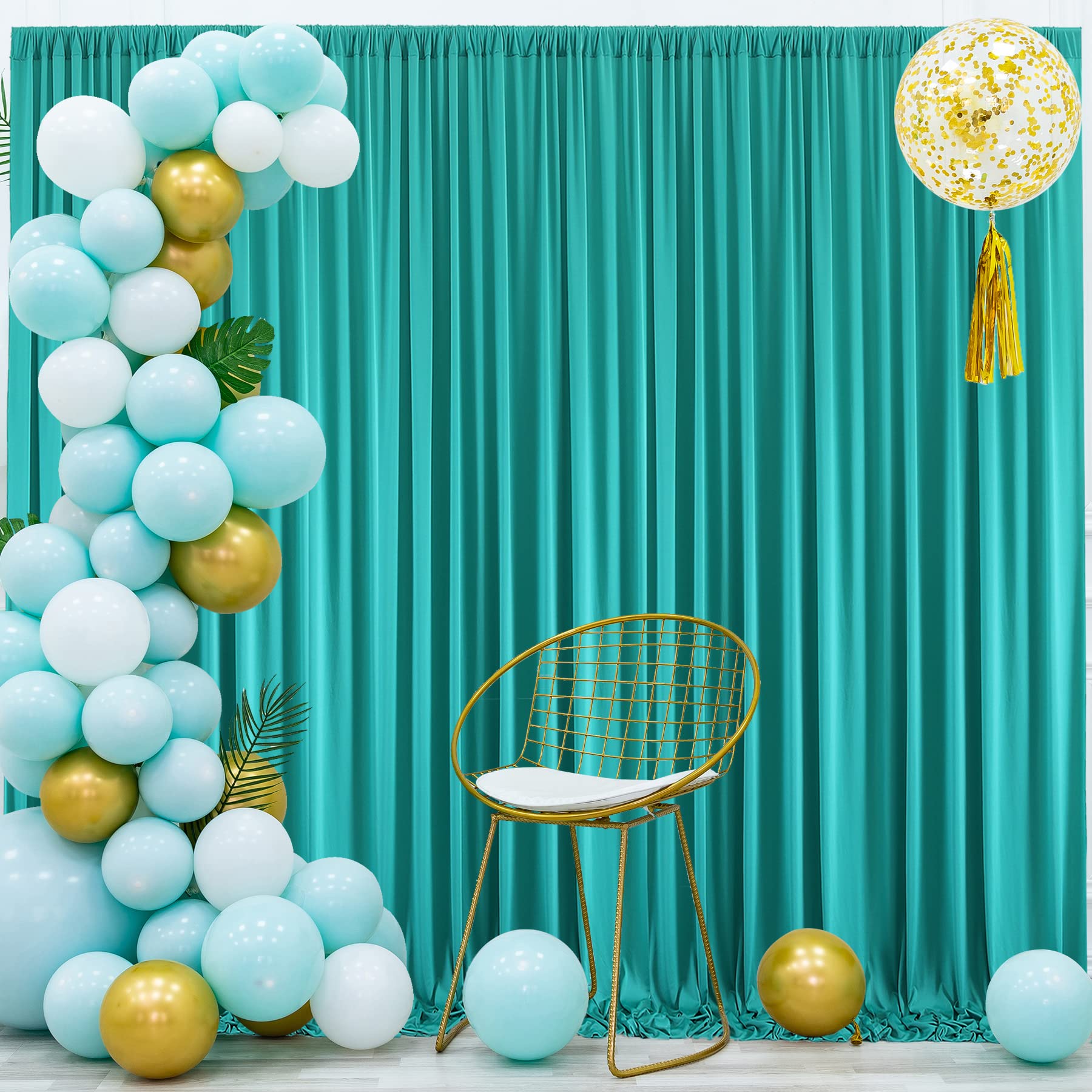 10 ft x 30 ft Wrinkle Free Turquoise Backdrop Curtain for Parties, Thick Polyester Teal Photo Backdrop Drapes,6 Panels 5ft x 10ft for Baby Shower Wedding Engagement Birthday Mermaid Party