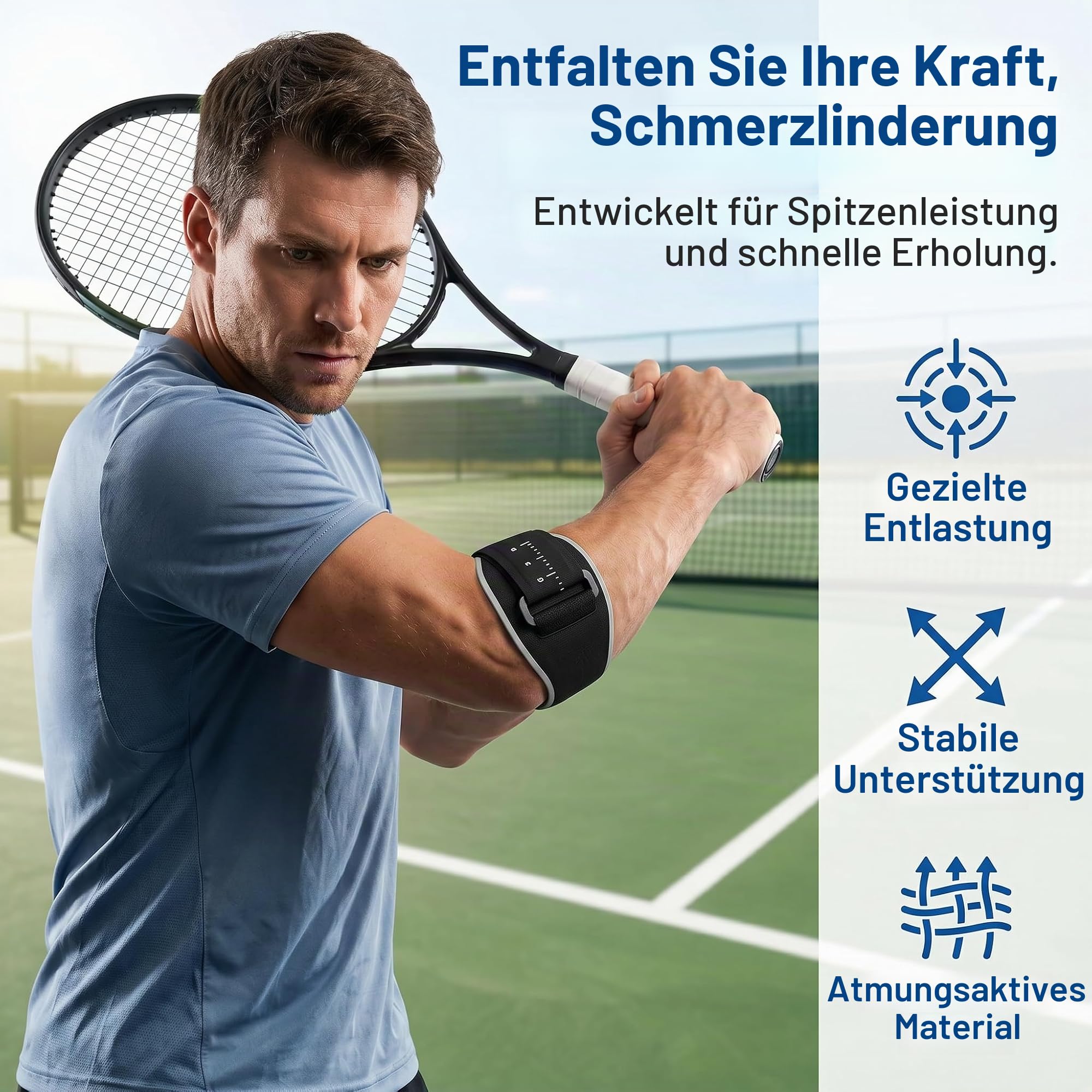 Ellenbogenbandage Tennisarm Bandage für Tennisarm und Golferarm ,Leichte Manschette fürTennisarm,Einstellbare Schmerzlinderung bei Epicondylitis für Sehnenentzündung,Arthritis,Rechts und Links Unisex