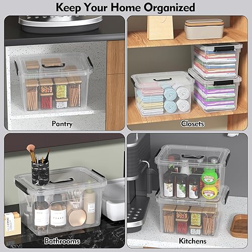 Miniatura 7 de EudokkyNA Contenedores de almacenamiento transparentes de 10 L con tapas cajas de plástico con pestillo juego de 6