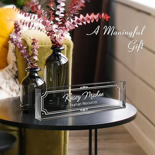 Miniatura 5 de Gowelly Placas de nombre grabadas de oficina para escritorio, placa de nombre de escritorio personalizada, regalos de agradecimiento para empleados,