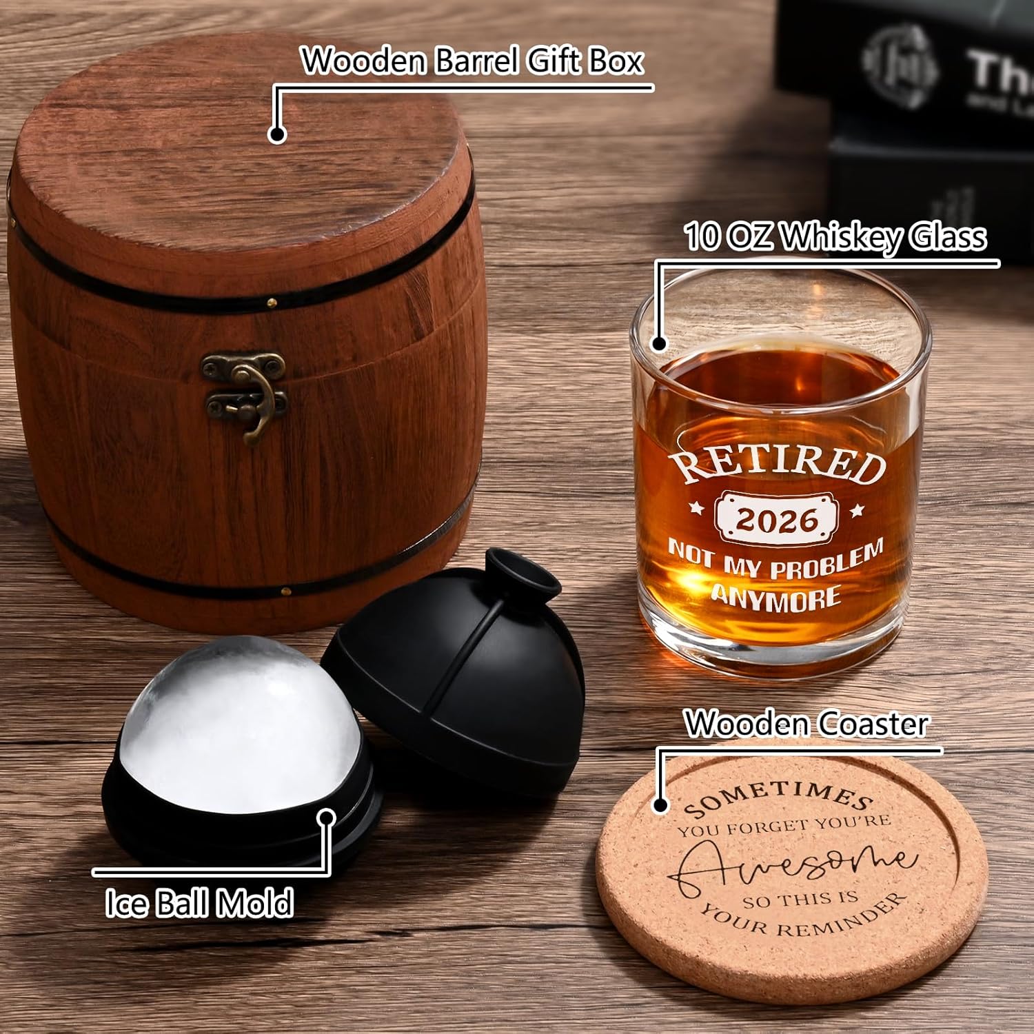 Futtumy Retirement Gifts for Men, Retired 2026 Not My Problem Anymore Whiskey Glass Set, Funny Retired Gifts for Boss Coworker Husband Teacher Friends Dad Grandpa, 10 Oz Retirement Old Fashioned Glass - Image 3