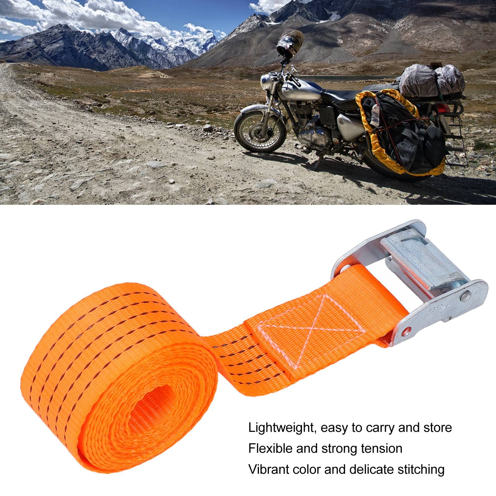 Chrees Cinghie di Ancoraggio da 4 Pollici da 2 Pollici, Pulsante con Fibbia a Camma Resistente, Metallo in Poliestere Ad Alta tenacità, con Forte Tensione Flessibile, per Rimorchio per