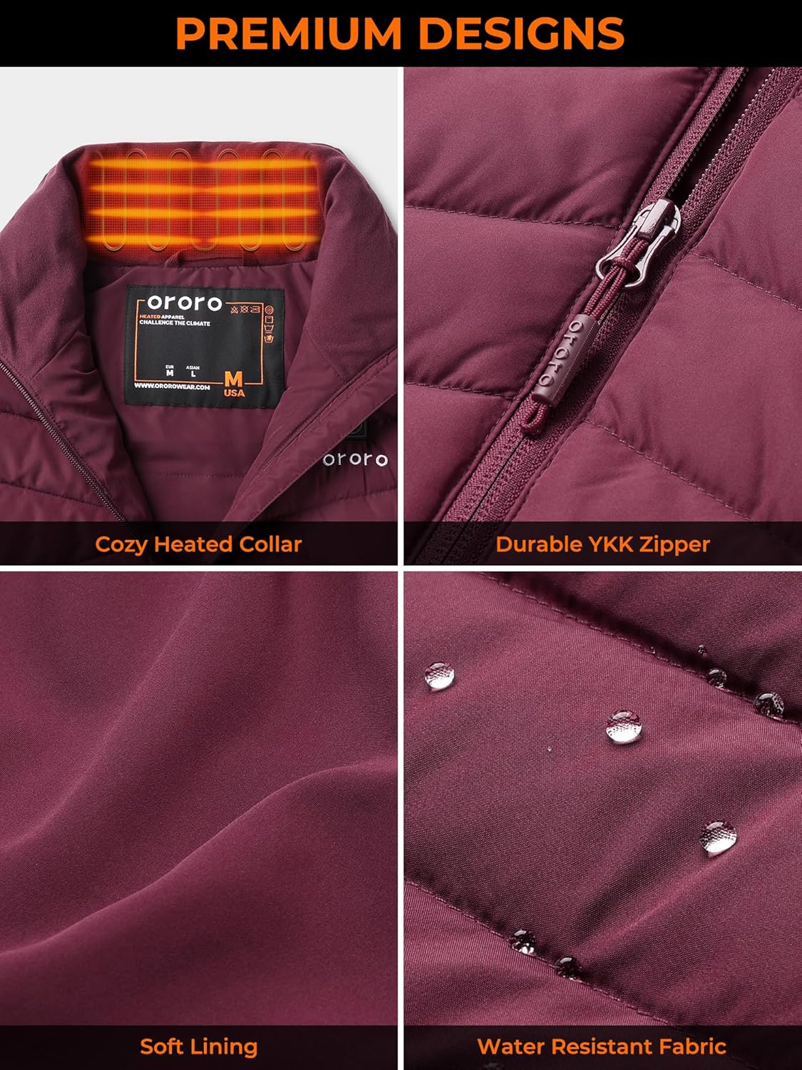ORORO Women's Heated Down Vest with Rechargeable Battery, Lightweight Heated Vest with 800 Fill Power Down - Image 6