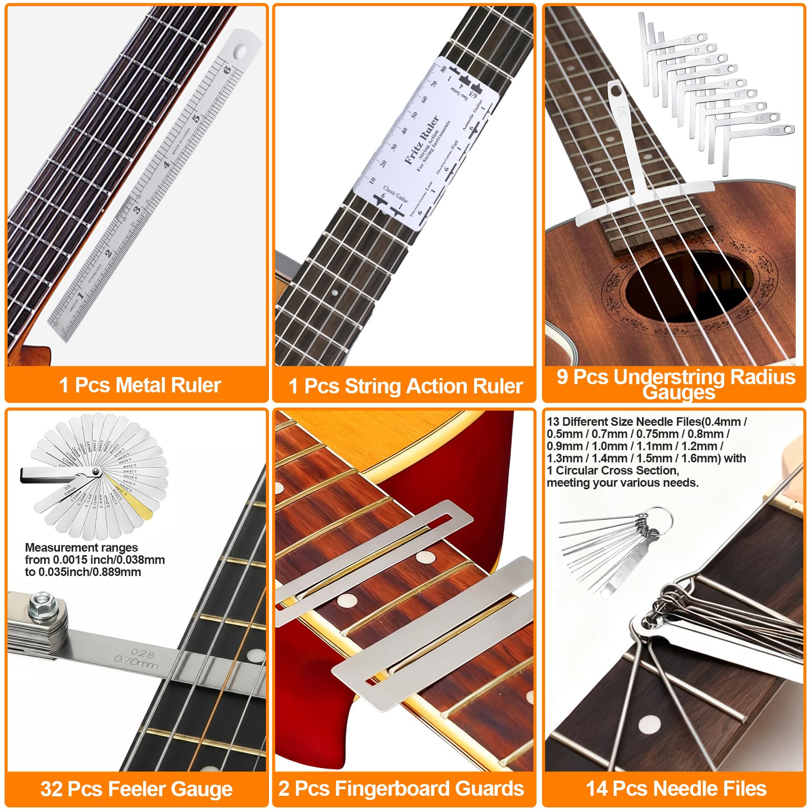 146-teiliges Gitarren-Werkzeugset, professionelles Gitarren-Reparaturset, Gitarrenwartungsset mit Gitarrenwerkzeug-Zubehör und Tragetasche, Gitarren-Setup-Kit für E-Gitarre, Akustikgitarre, Ukulele