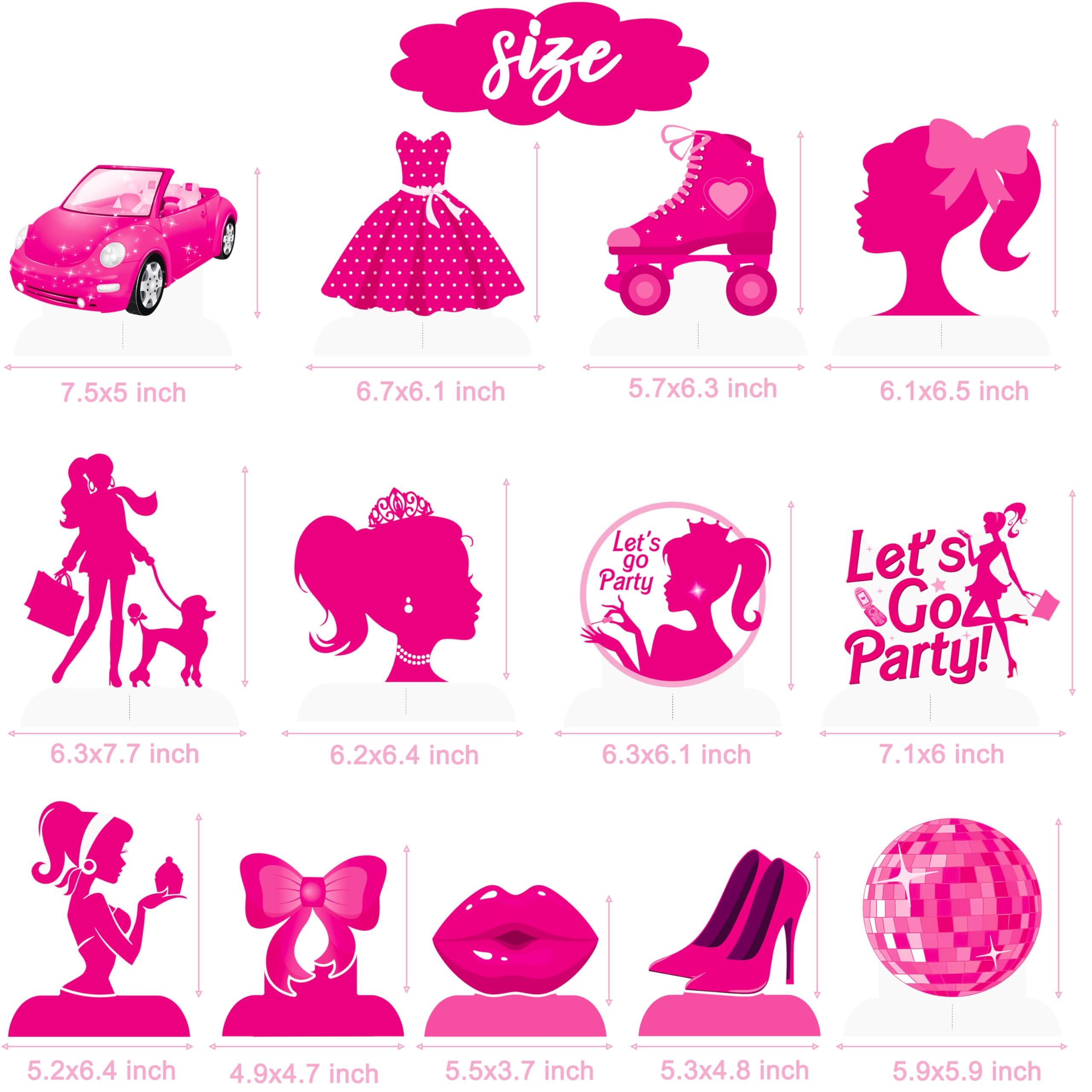 Hot Pink Girl Party Honeycomb Centerpieces 12Pcs Pink Birthday Party Decorations for Girls Hot Pink Princess Birthday Centerpieces for Bachelorette Party Bridal Shower Girls Birthday Party Supplies