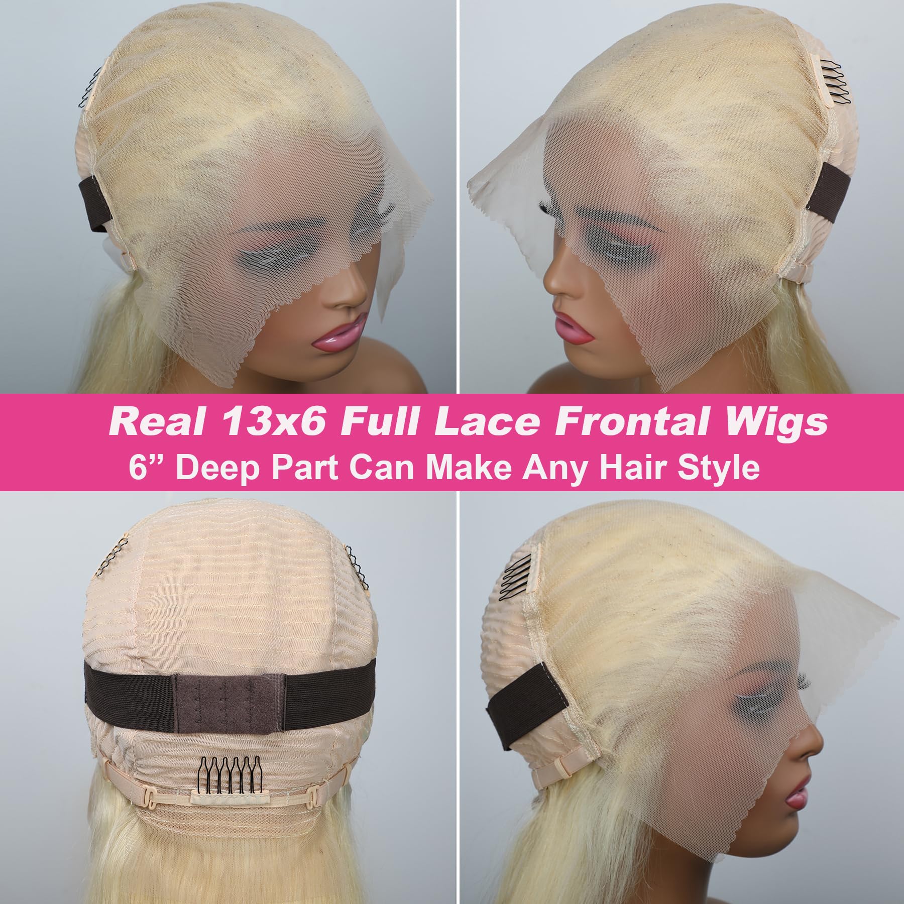 GIRLOFDREAMS Blonde 613 13x6 Lace Front Bob Wig Human Hair Straight Transparent Frontal Wigs Pre Plucked with Baby Hair 180 Density Remy Glueless Short Wig for Black Women - Image 3