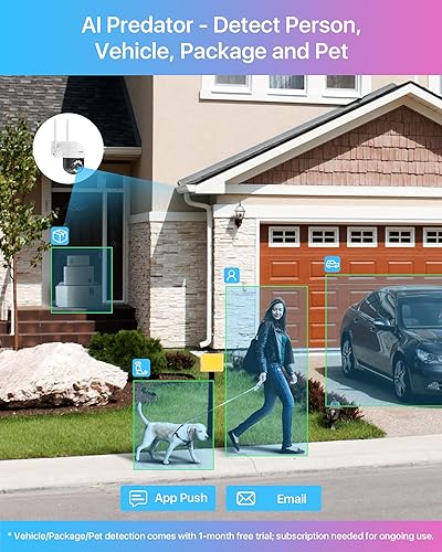 Miniatura 4 de ZOSI C289 Cámara PTZ inalámbrica de seguimiento automático al aire libre visión nocturna a color audio de 2 vías detección de vehículos humanos AI y