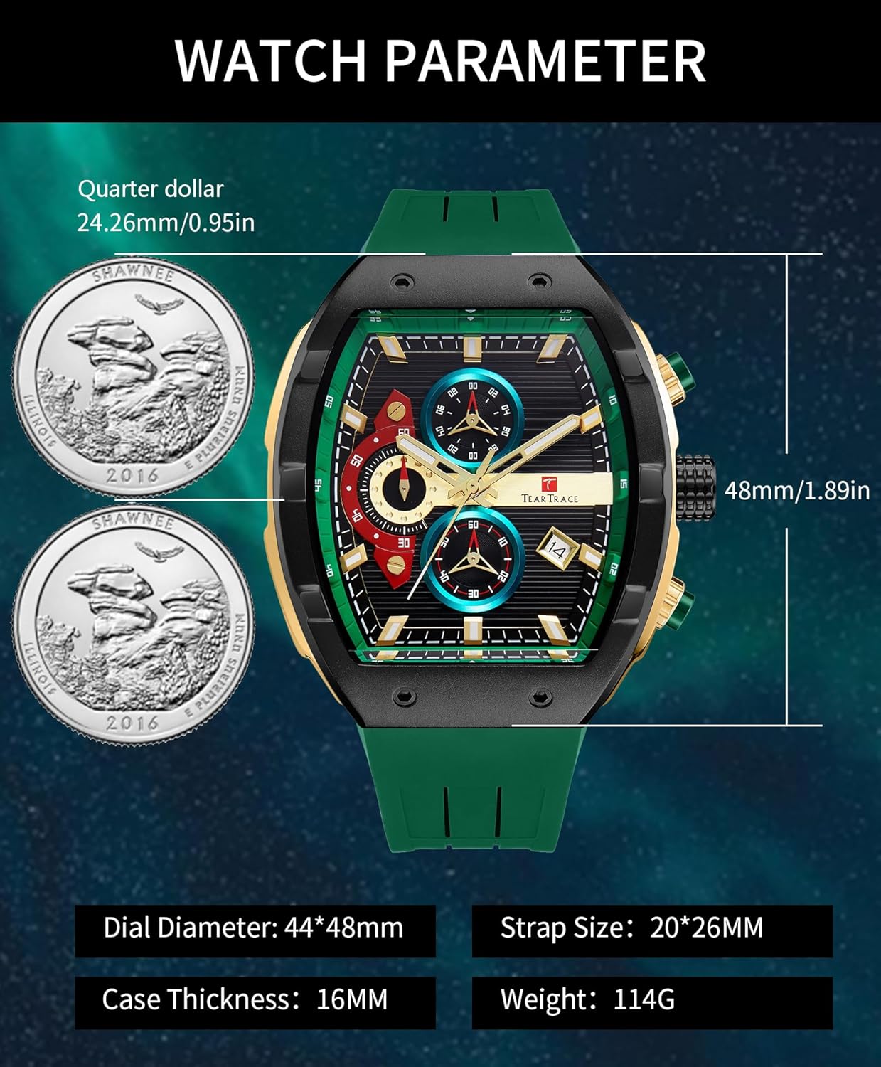 Men Watch Unique Casual Sport 3ATM Waterproof Analog Quartz Wrist Watches Multifunctional with Silicone Hollow Strap for Men - Image 5