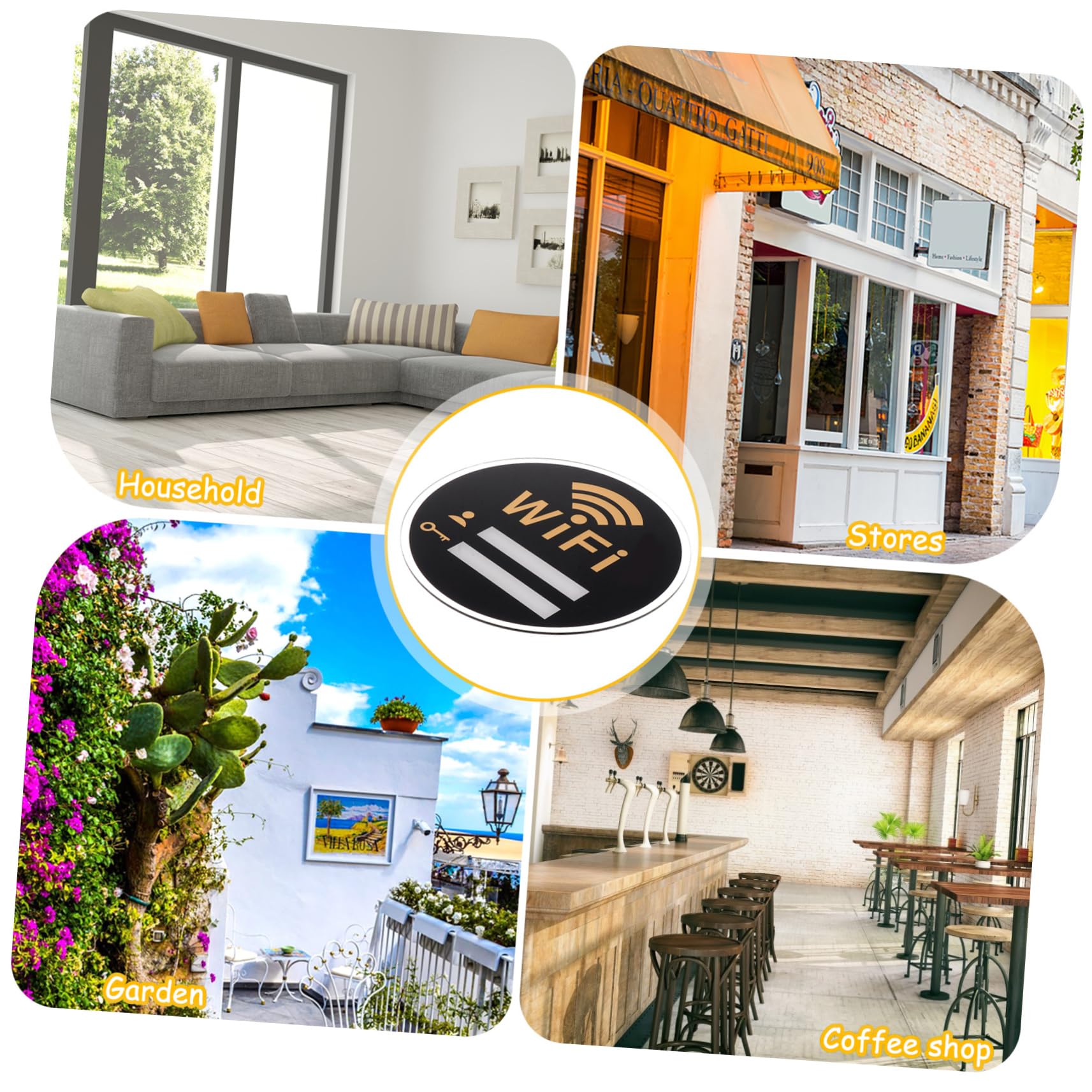 STOBOK WiFi Password Sign Acrylic Plaque 6 Inch Wall Decor for Office Restaurant Wireless Network Display 4 Pack - Image 4