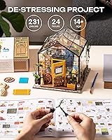 Vista 5 de Rolife Kit de casa en miniatura de bricolaje, mini diorama de invernadero 1/18, kit de construcción de casa de muñecas con LED, manualidades