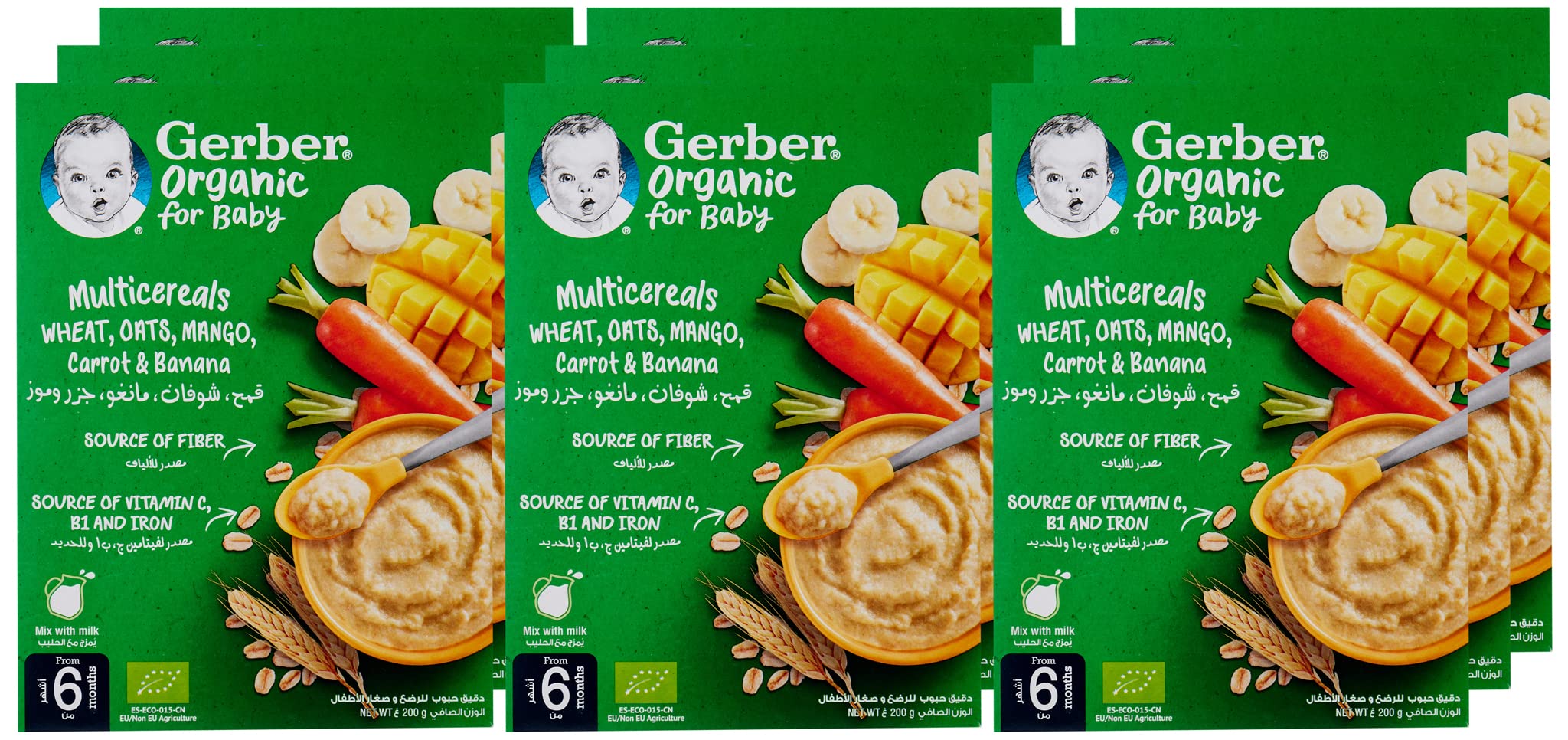 GERBER Bio Mango, Wheat, & Oat 200g, Pack of 9