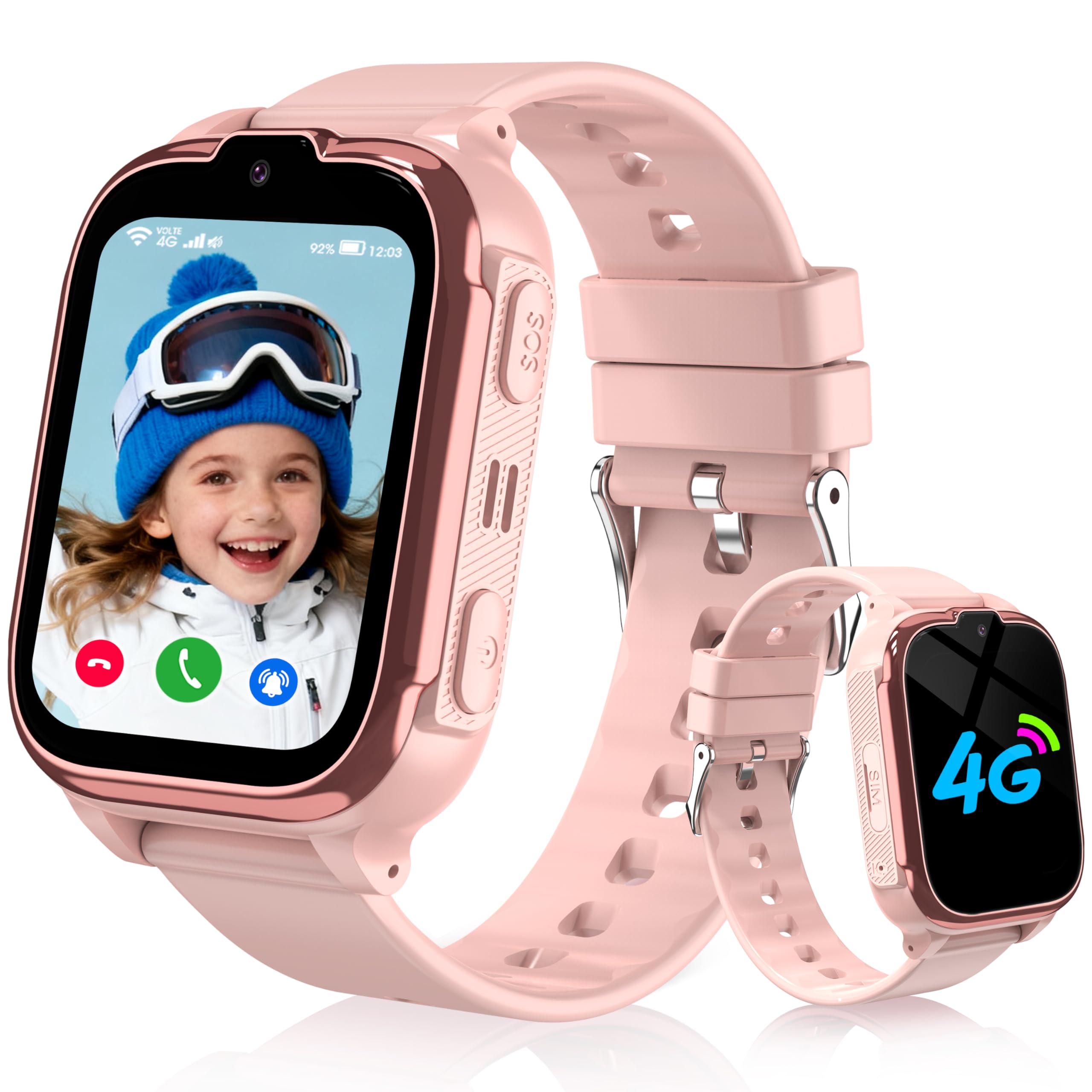 4G Reloj Inteligente Niño, Smartwatch Niños con GPS y Llamadas Teléfono Videollamada Impermeable IP68 SOS Móvil Juego Despertador Clase Modo Reloj Inteligente Niños y Niñas Estudiante Regalo
