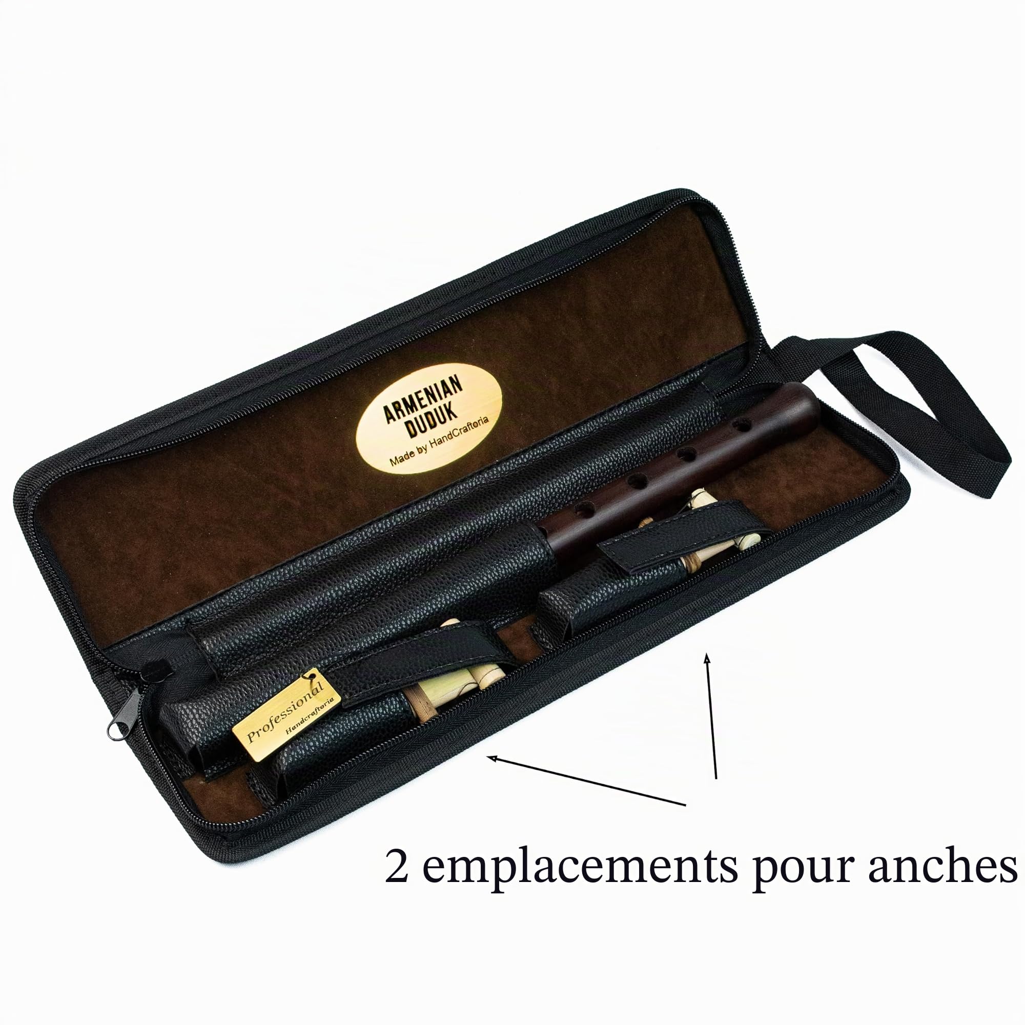 Instrument professionnel Arménien Duduk en bois d'abricot, 2 anches (1 prof et 1 standard), étui en cuir écologique, flûte, hautbois balaban