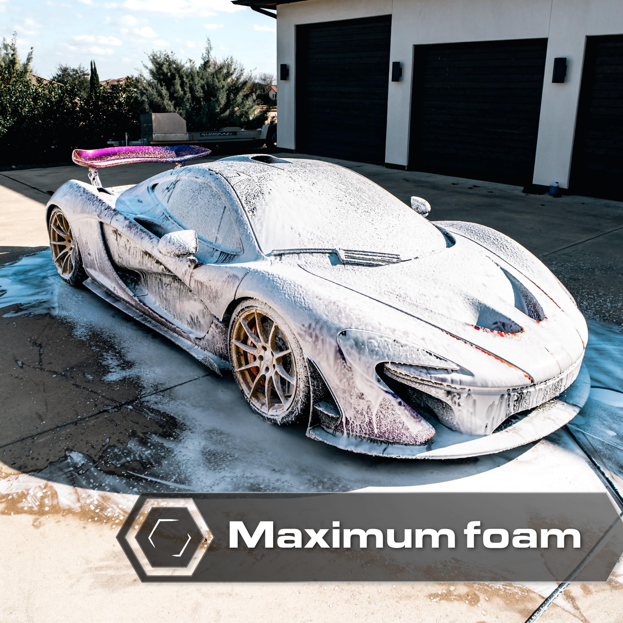Blackline® Cañón ultra espuma, lanza de espuma de nieve ajustable para lavadora a presión, cañón de espuma de lavado de coche resistente con conexión rápida de 0.25 pulgadas, botella de boca ancha