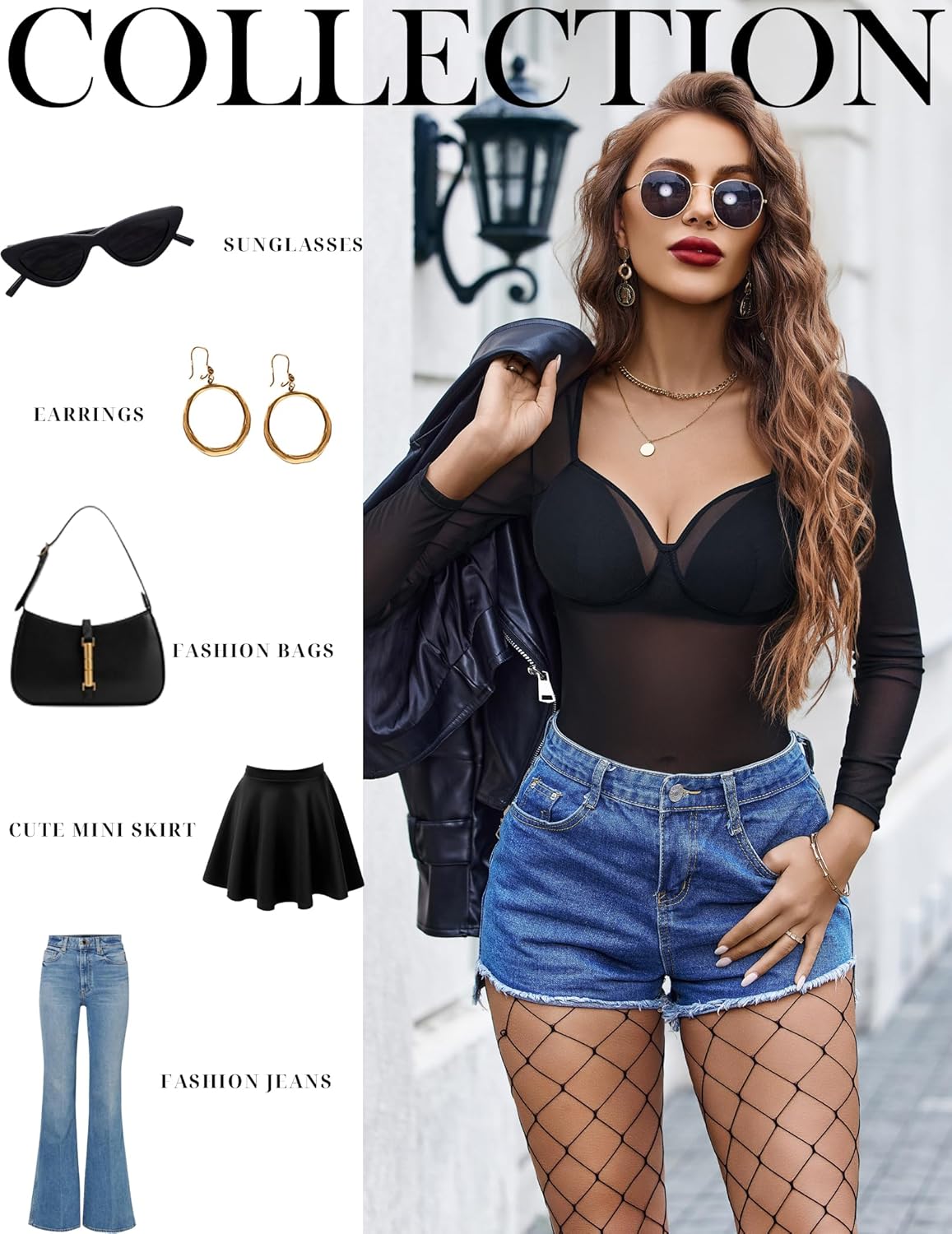 Avidlove Mesh Bodysuits for Women Long Sleeve Body Suits Leopard Print Going Out Tops Sheer Rave Outfits with Snap Crotch - Image 4