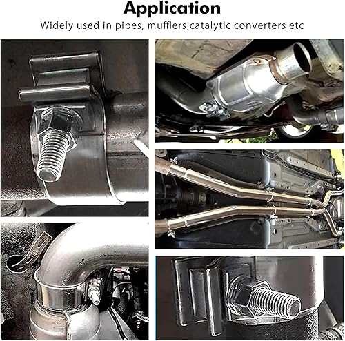 Miniatura 6 de Abrazadera de escape de 2.0 pulgadas, abrazadera de banda de silenciador de escape estrecha de acero inoxidable (4 piezas)