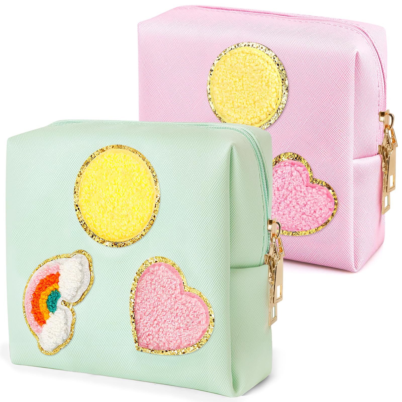 CekPo 2 Pack Period Bag, PU Leather Sanitary Napkin Storage Bag for Feminine Pads Liners Tampons and Reusable Pads,Functional Sanitary Pads Pouches