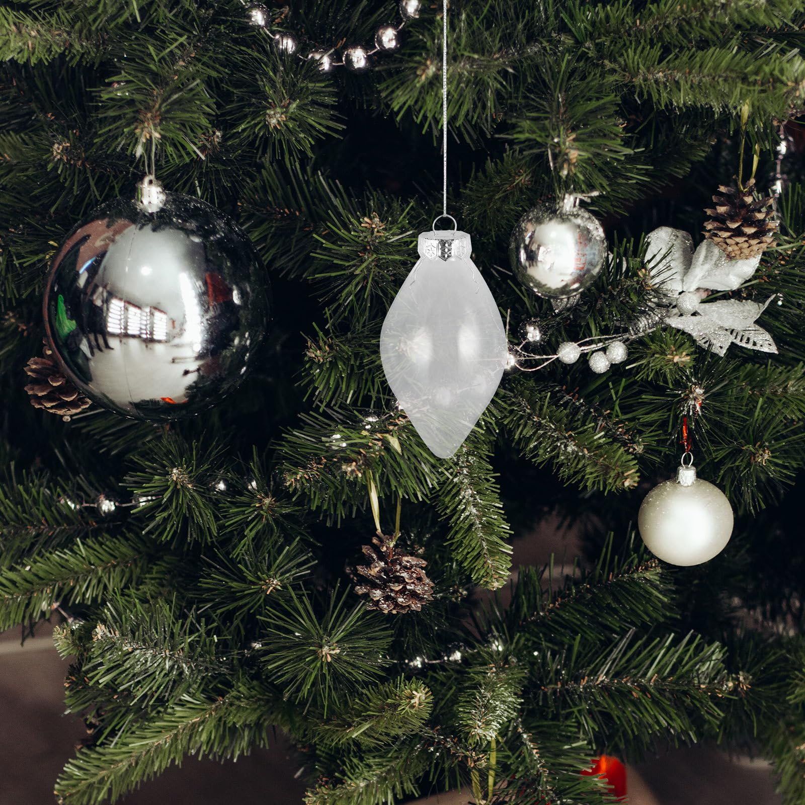 Abaodam 5 Pièces Boules Décoratives Transparentes en Plastique Pet Légères D'ampoule Ficelle Suspendue pour Décorations Festives de Noël Élégantes et Faciles à Accrocher