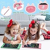 Vista 2 de FLUESTON Tableta de escritura LCD para niños, tableta de dibujo para niños y niñas de 3, 4, 5, 6, 7, 8 años, 8.8 pulgadas, 3 piezas en 1 paquete
