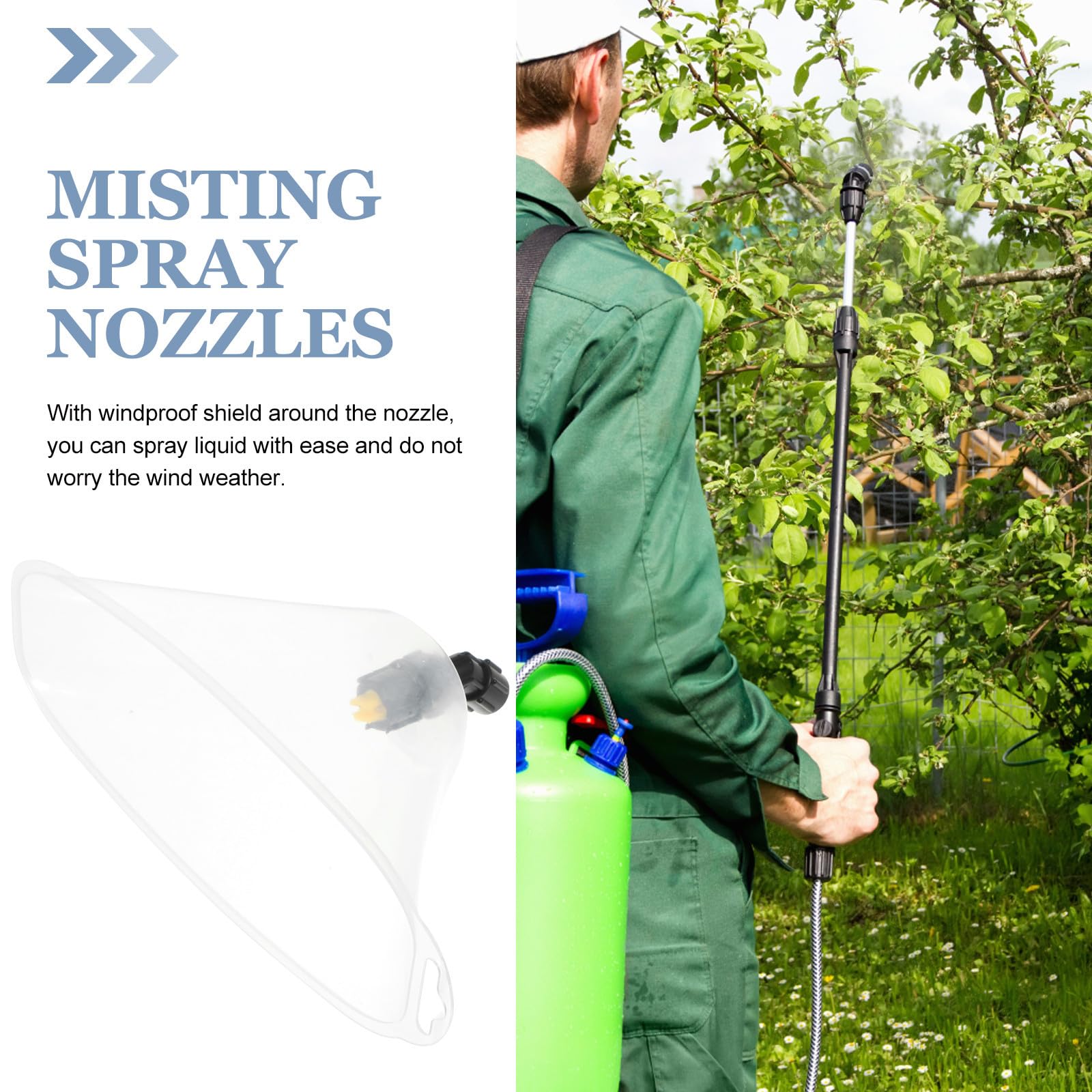 Boquilla Nebulizadora de Pulverización con Protector contra Viento, 2 Unidades, Tamaño Grande, Material Resistente, para Pulverizador Eléctrico Agrícola y Riego de Invernadero