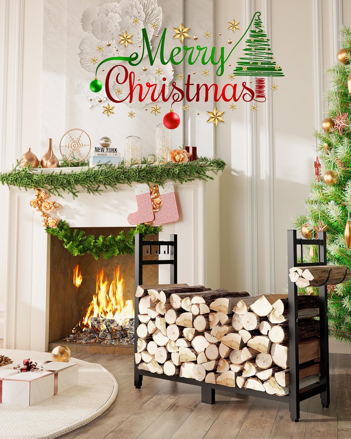 Adjustable Indoor/Outdoor Firewood Rack with Log Bhutan Ubuy