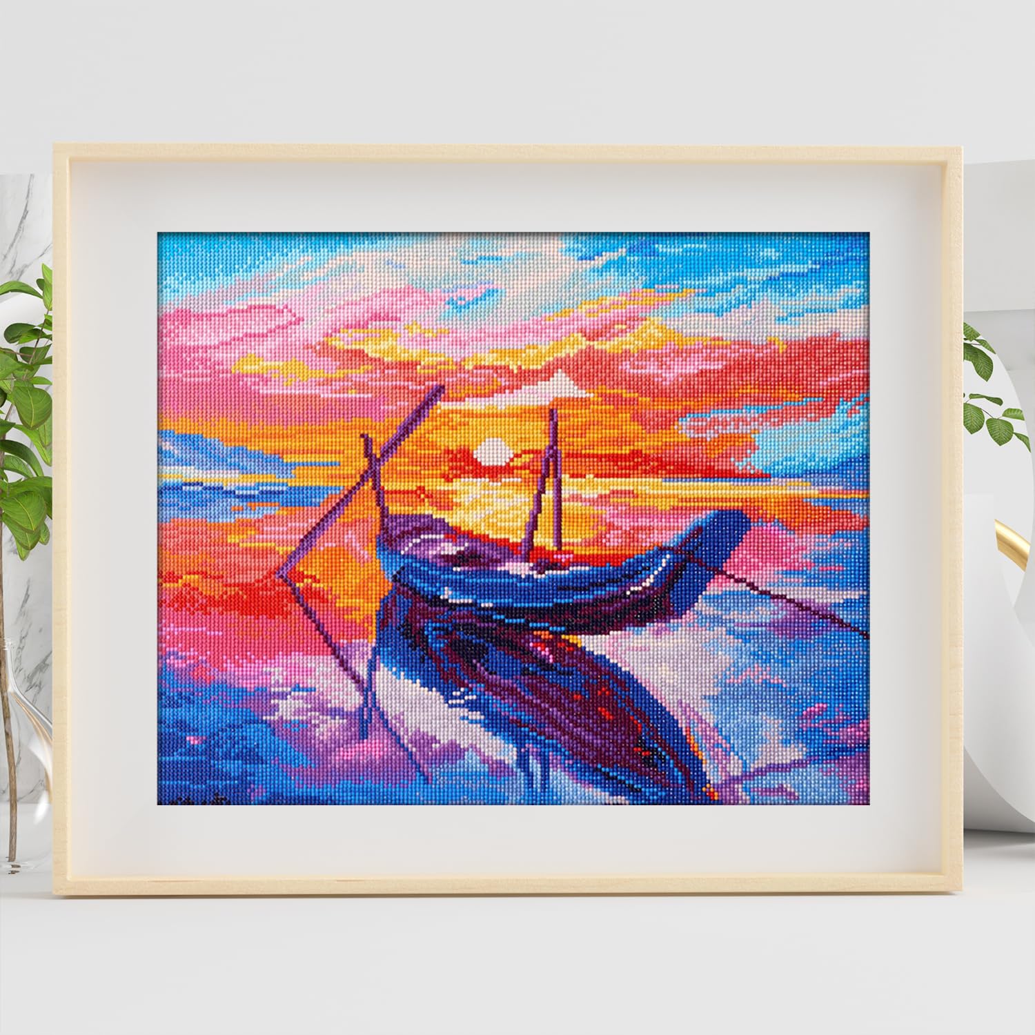 Amazon.com: Diamond Art Kit Advanced 20 inch x 16 inch Sunset Boat