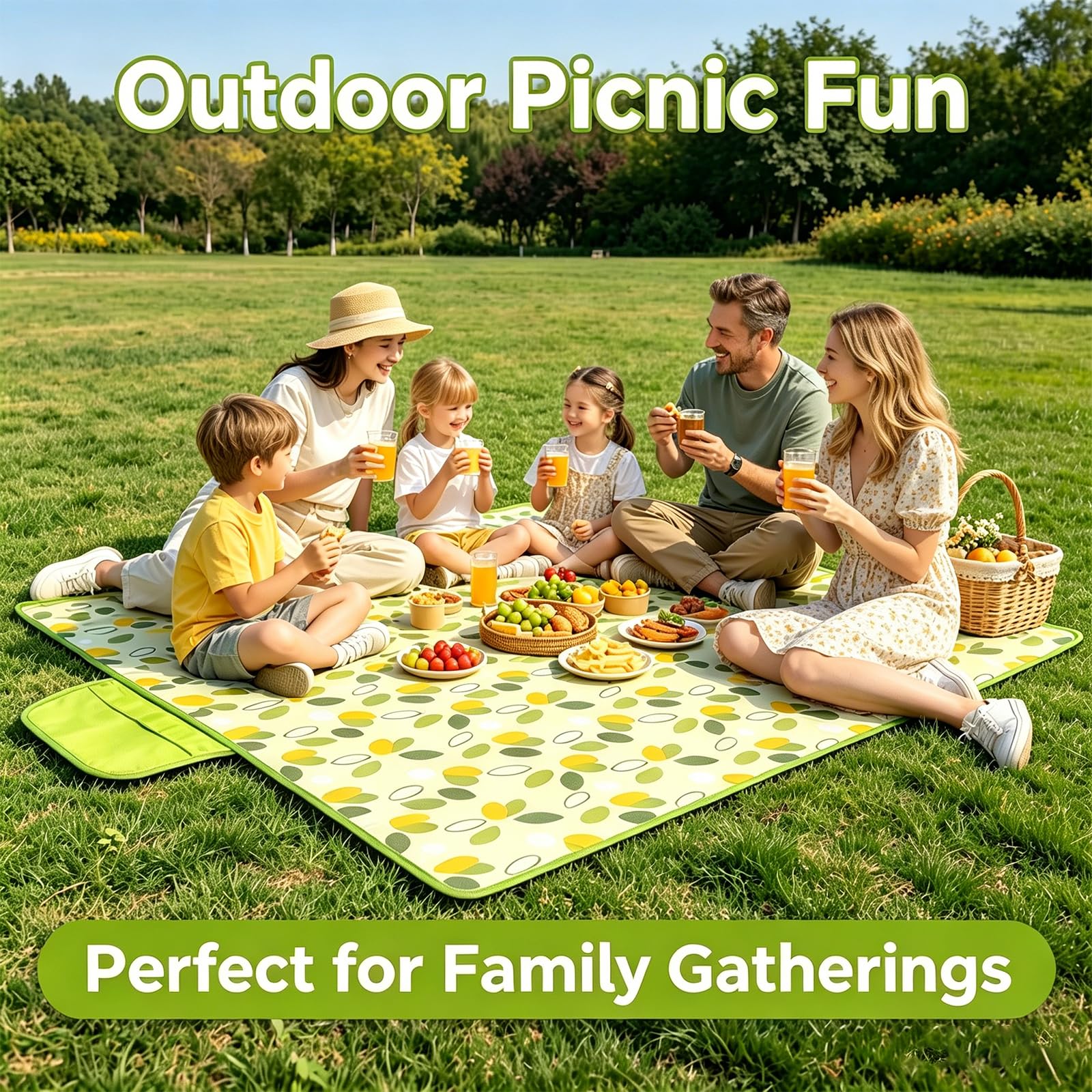 Coperta Picnic Impermeabile 200x200cm Gigante Portatile Antisabbia Antierba per Campeggio Spiaggia