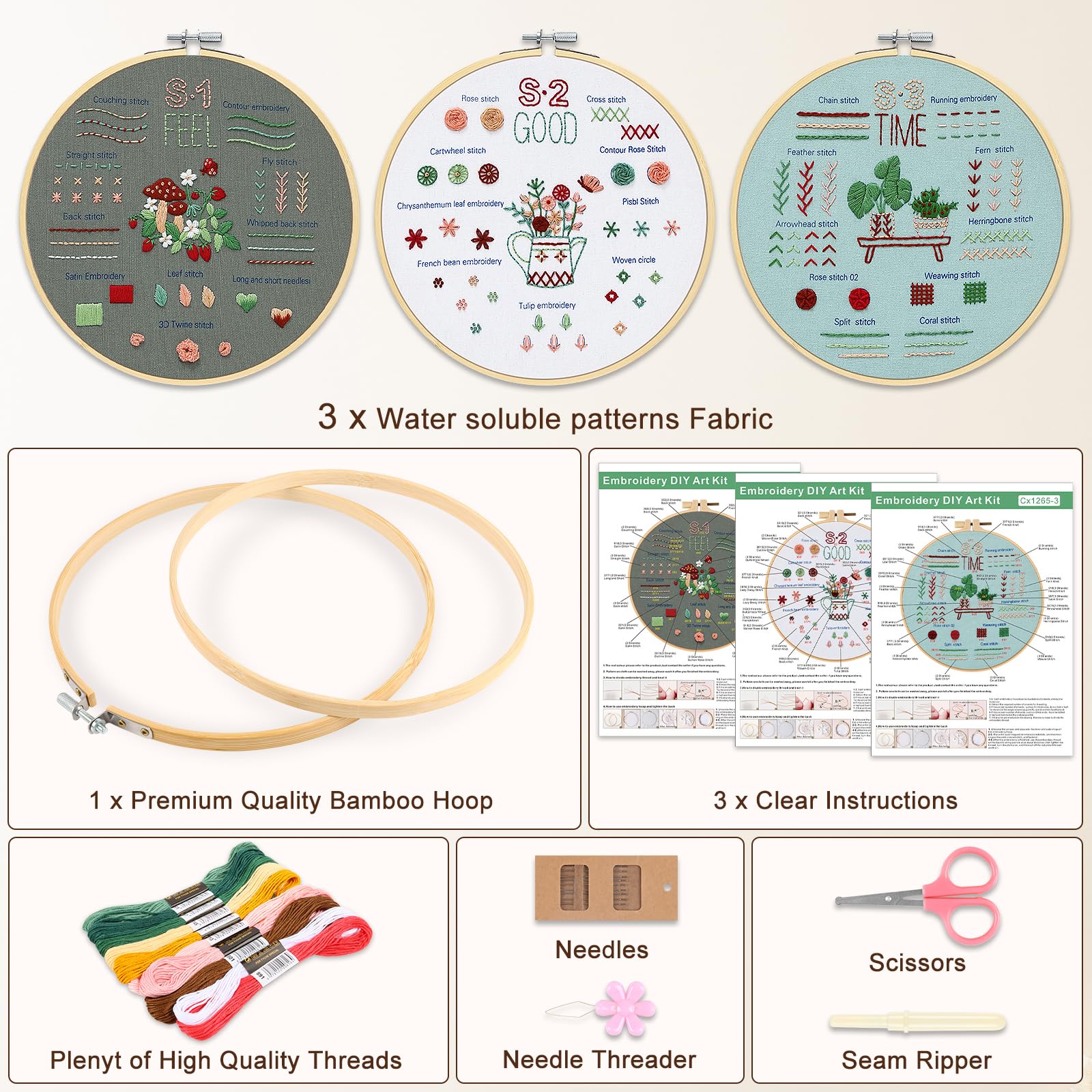 Beginner Embroidery Kit - Learn Cross Stitch! -6