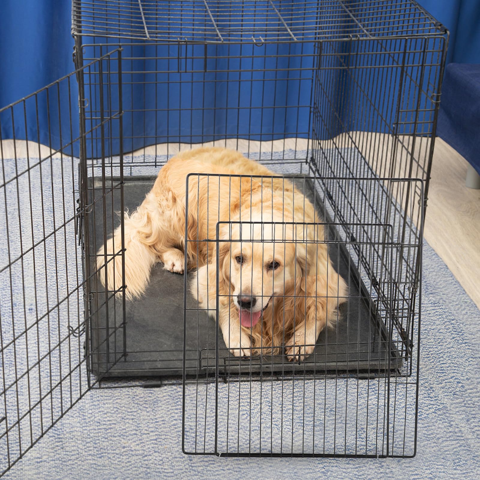 iplusmile 2 Pezzi Recinzione con Porta Rimovibile in Ferro per Gabbia di Cani e Gatti 45x35 Cm, Accessorio per Animali Domestici Adatto a Uso Interno e Spazi All'aperto
