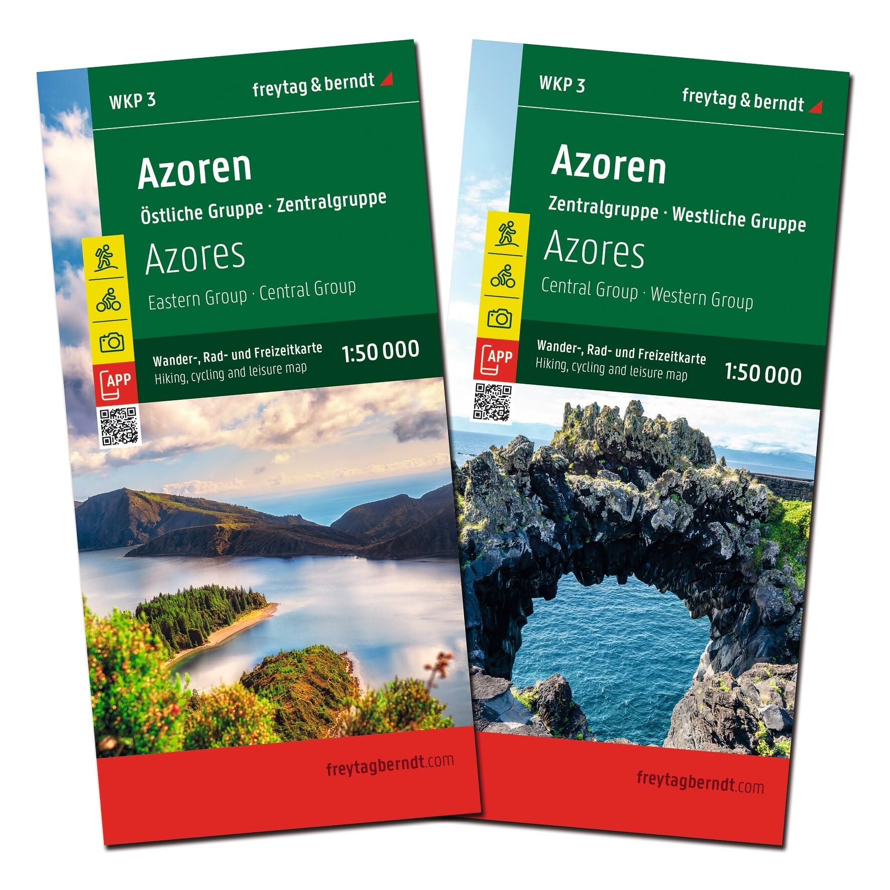 AZORES NORTH & SOUTH ACORES NORD & SUD: 2 Blätter in Kunststoff-Hülle, mit APP: WKP 3-25