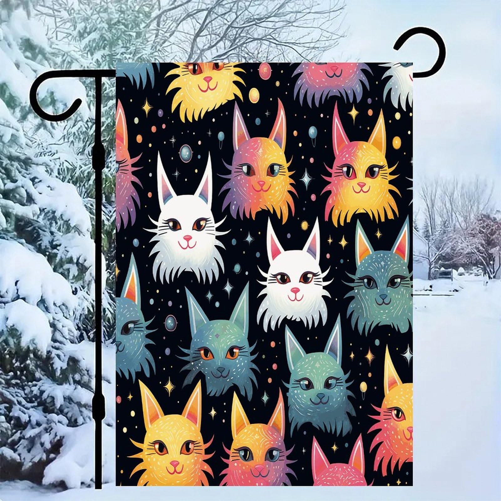 Bandera de jardín de gato de doble cara, decoración exterior duradera de 12x18 pulgadas