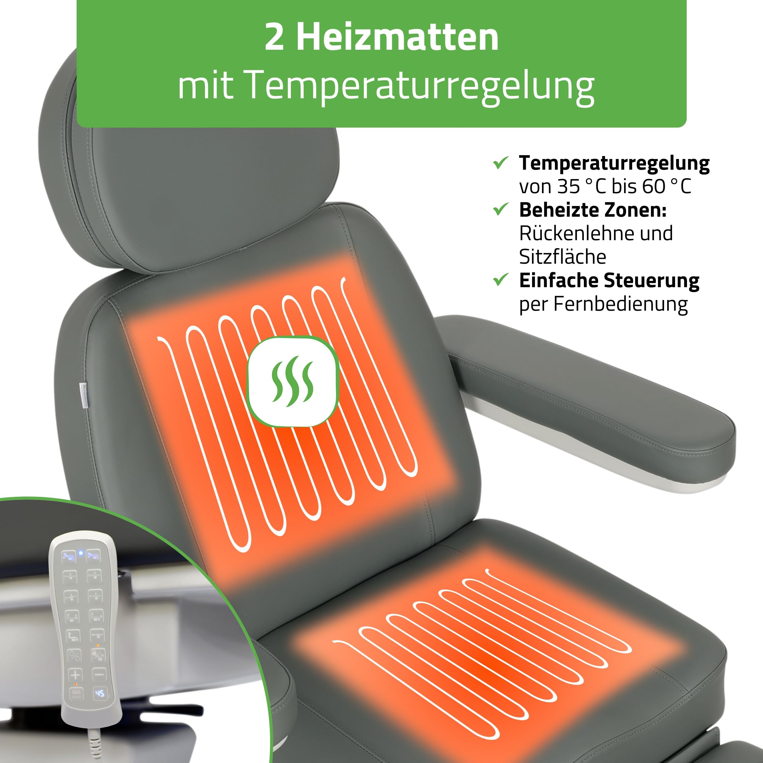 HABYS Luxoria PRO 5 Elektrische Kosmetikliege | Beheizbare Beautyliege mit 5 Motoren, Drehfunktion & Fußsteuerung | Kosmetikstuhl für SPA, Ästhetische Medizin & Massage Ash Grey