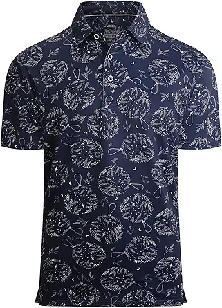 Alex Vando Mens Hawaiian Golf Shirt Moisture Wicking Digital Print Golf Shirts for Men