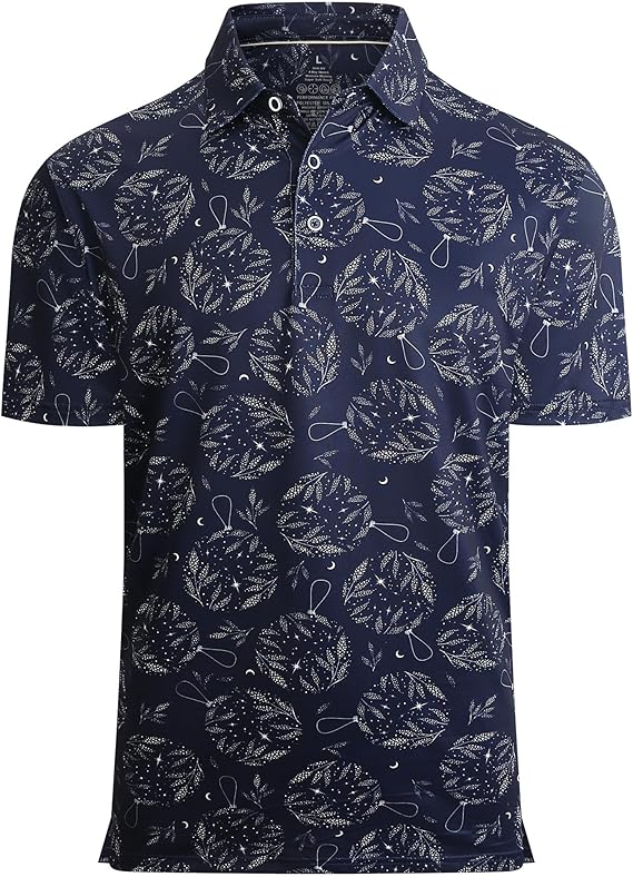 Alex Vando Mens Hawaiian Golf Shirt Moisture Wicking Digital Print Golf Shirts for Men
