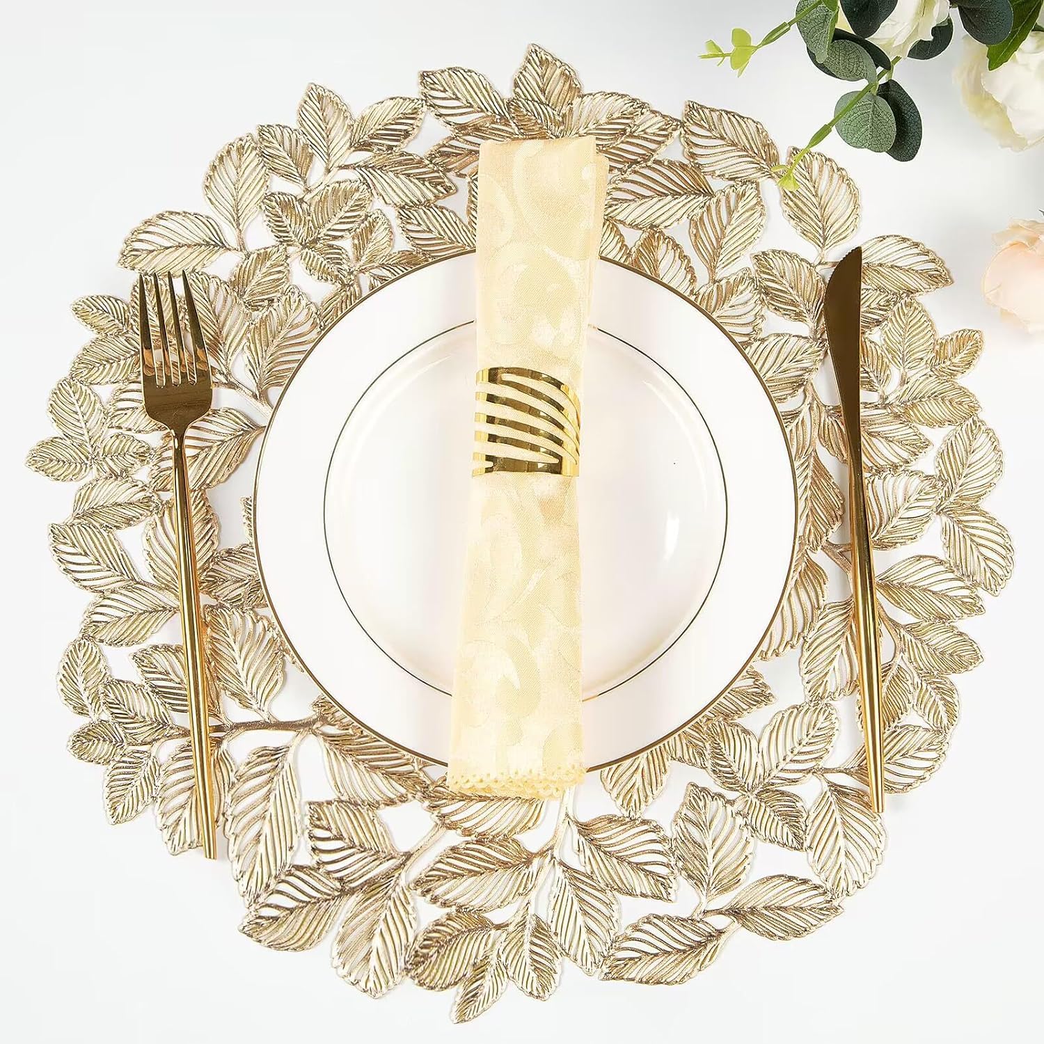 Gold Leaf Placemats - Waterproof & Heat Resistant -5