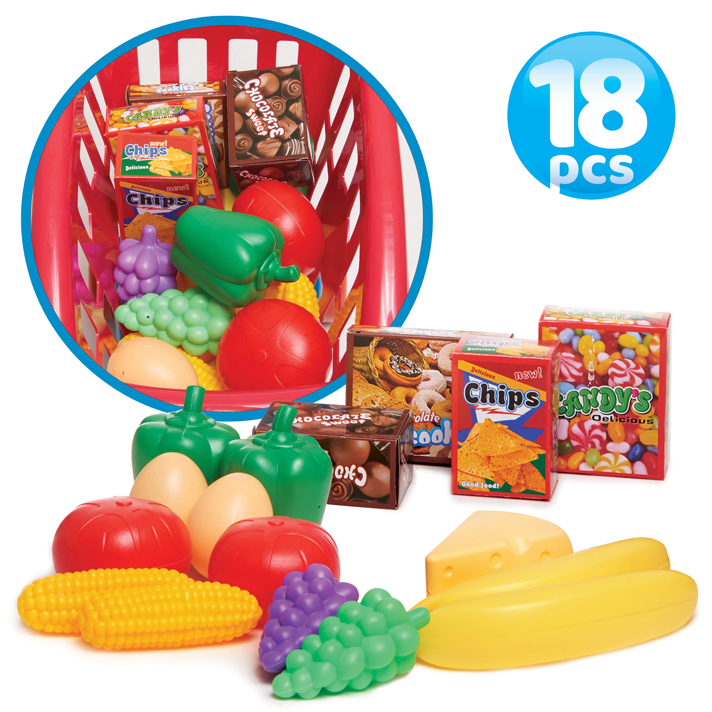 Carrito De Compras De Juguete Para Niños Con Cesta Espaciosa – Estructura Estable Y Ruedas Adaptables, Regalo Educativo Para +3 Años