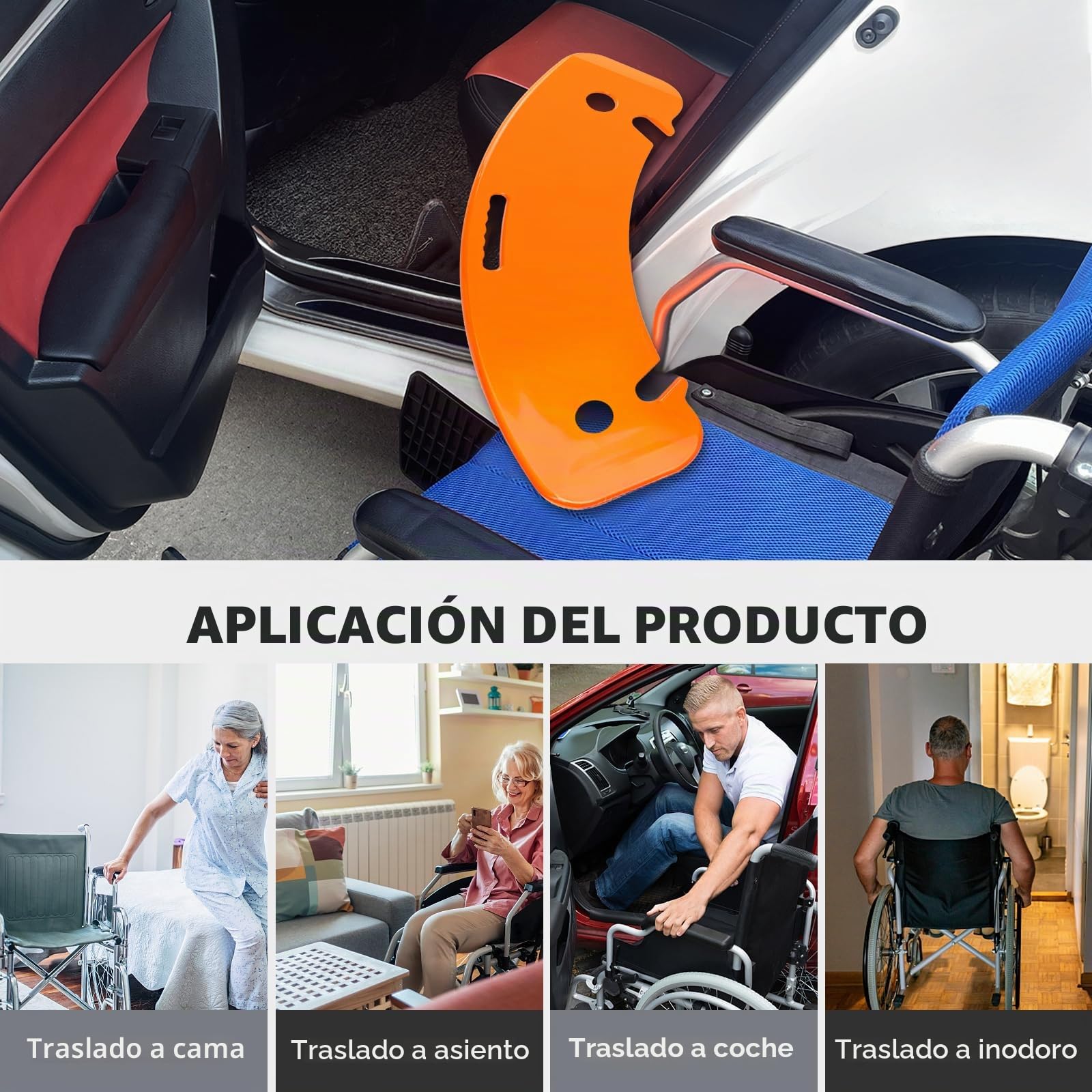 LOSCHEN Tabla de transferencia, deslizador de pacientes para la transferencia de pacientes o Handica de silla de ruedas a la cama, al inodoro, bañera, en el coche, muescas de mango de tabla