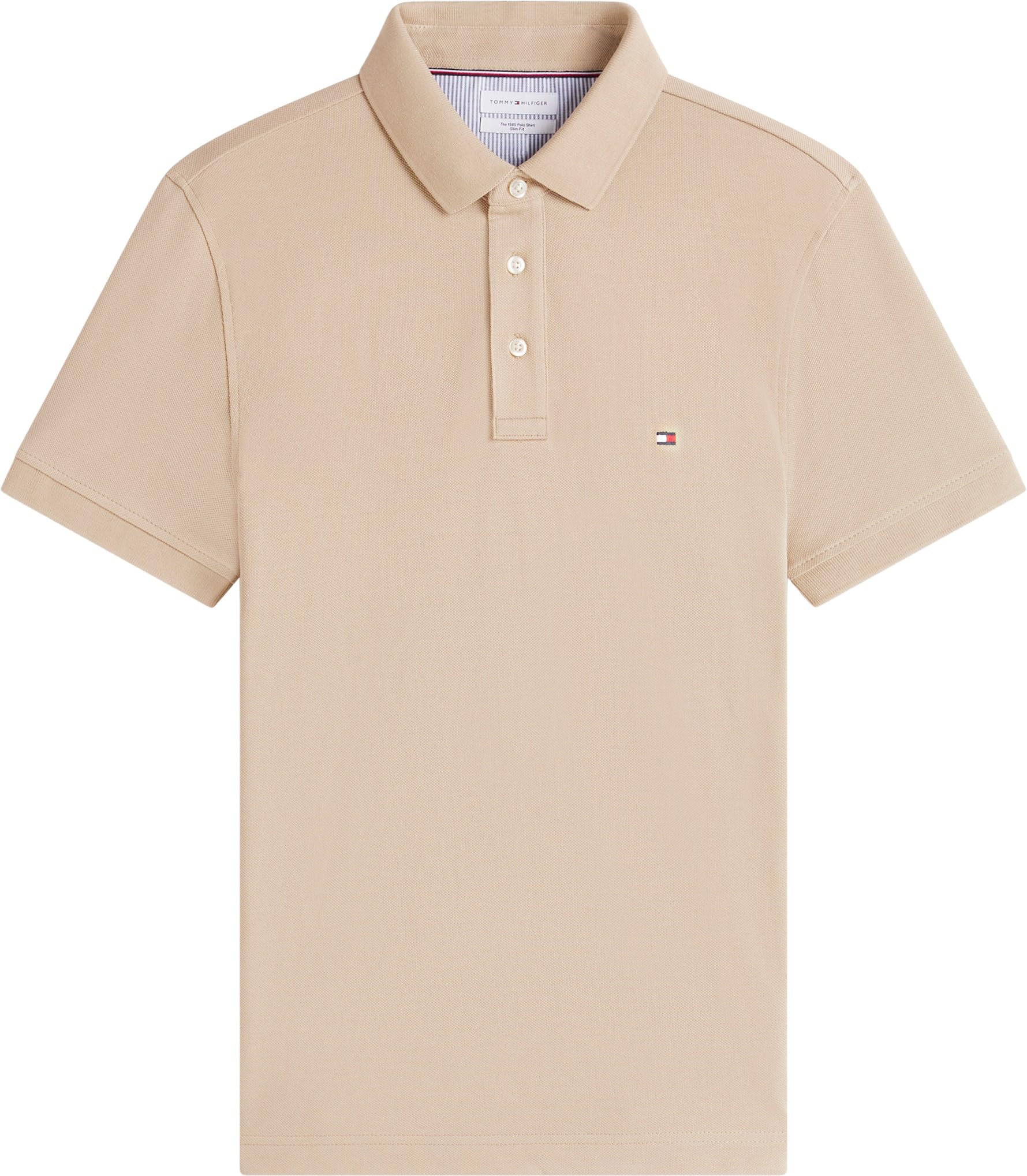 Tommy Hilfiger Herren Poloshirt Kurzarm 1985 Slim Fit, Beige (Batique Khaki), S – Ansicht 6