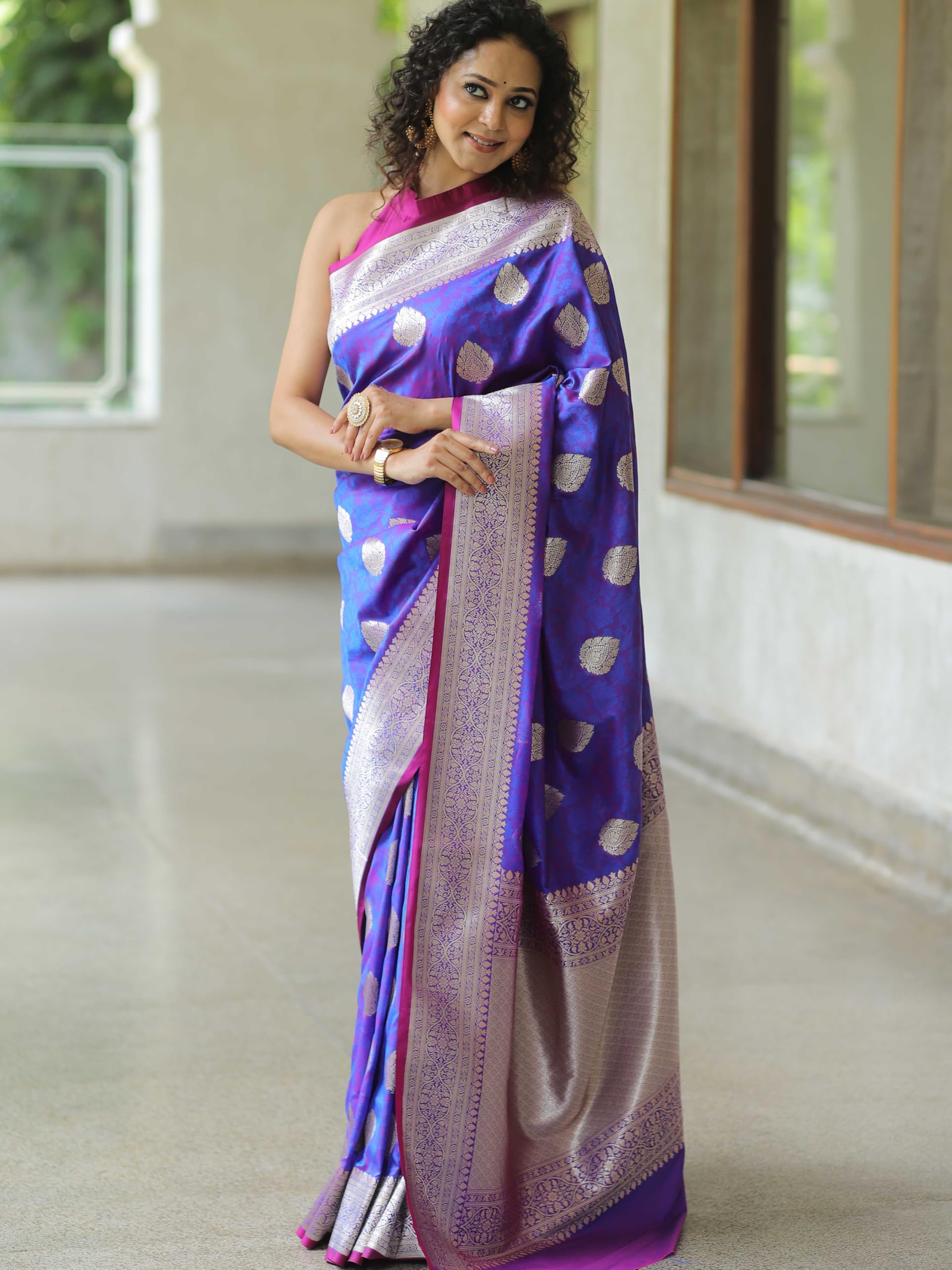 Sugathari Women's Banarasi Saree Pure Kanjivaram Silk Saree Soft New Ladies 2025 Design Wear Pattu Sarees Latest Sadi Party Sari Collections With Blouse Piece (San Pari-224-Royal Blue)