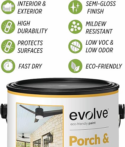 Miniatura 2 de EVOLVE Piso y porche secado rápido, alta durabilidad, resistente a los arañazos y pintura gruesa para superficies de madera y hormigón (gris de