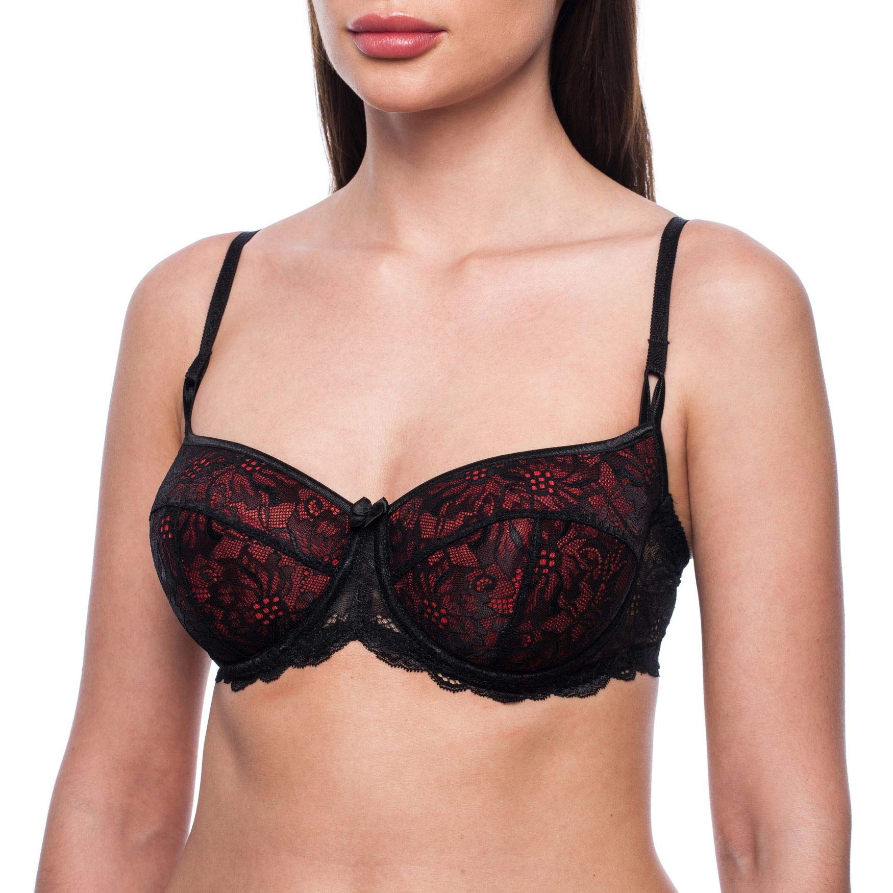 frugue Women's Sexy Balconette Push Up Lace Shelf Bra