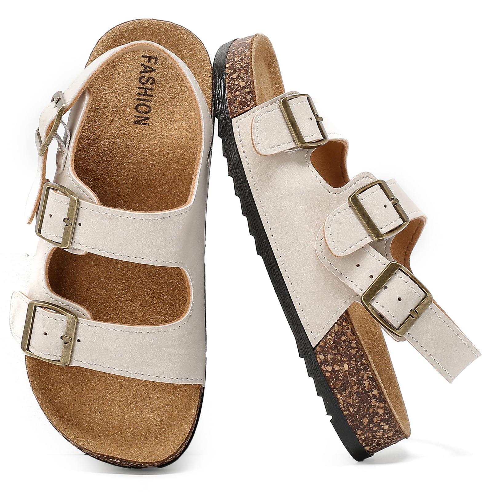 zaxunai Sandalen Pantoletten Mädchen Jungen Kinder Mit Kork Fußbett Verstellbare Riemen Schnalle Hausschuhe,Rutschfeste Gummisohle Schaum Sandaletten Trekking