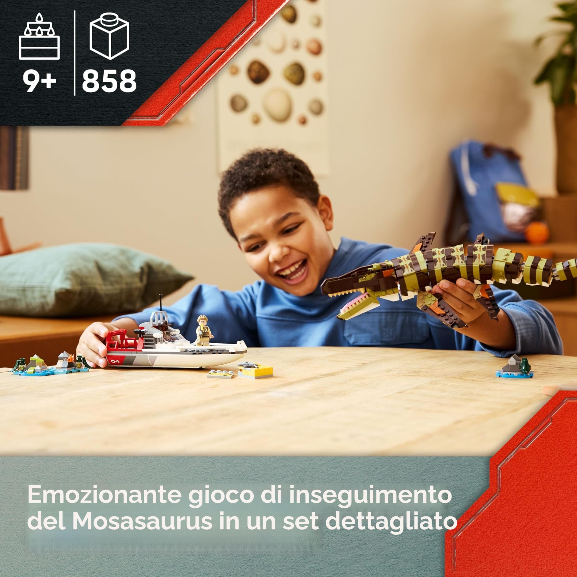 Lego Jurassic World Mosasaurier: la missione in barca – 76974 Lego Mosasaurier con sacchetto regalo, Jurassic Set dinosauri a partire dagli 8 anni – Novità 2025
