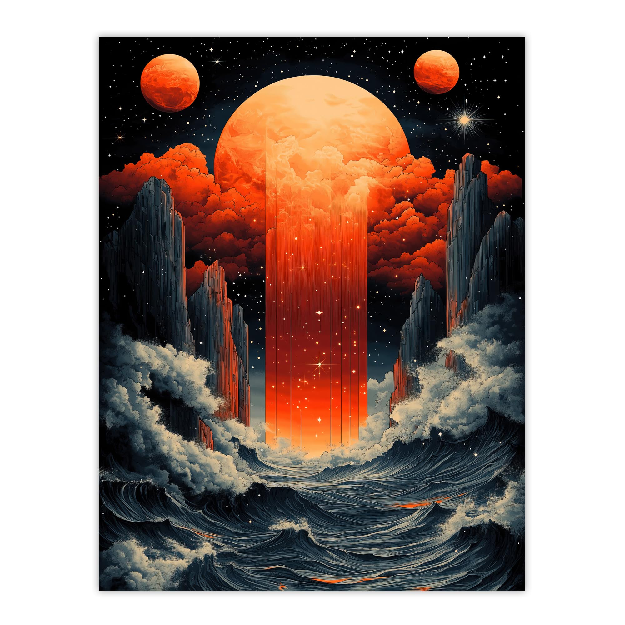 Artery8 Aquarius Zodiac Sign Space Seascape Concept Art Living Room Large Wall Art Poster Print Thick Paper 18X24 Inch