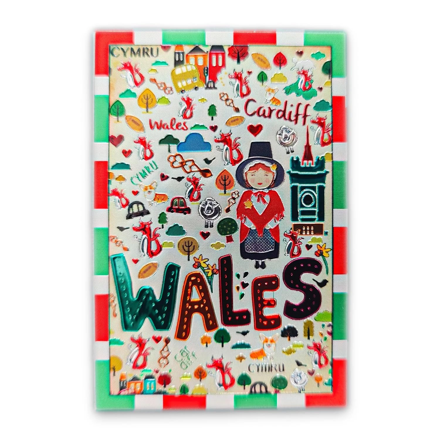 Manav Multicolor Wales Lady Magnet | Traditional Welsh Lady Souvenir Magnet | Classic National Costume Design | Collectible For Cultural Enthusiasts & Visitors To Wales