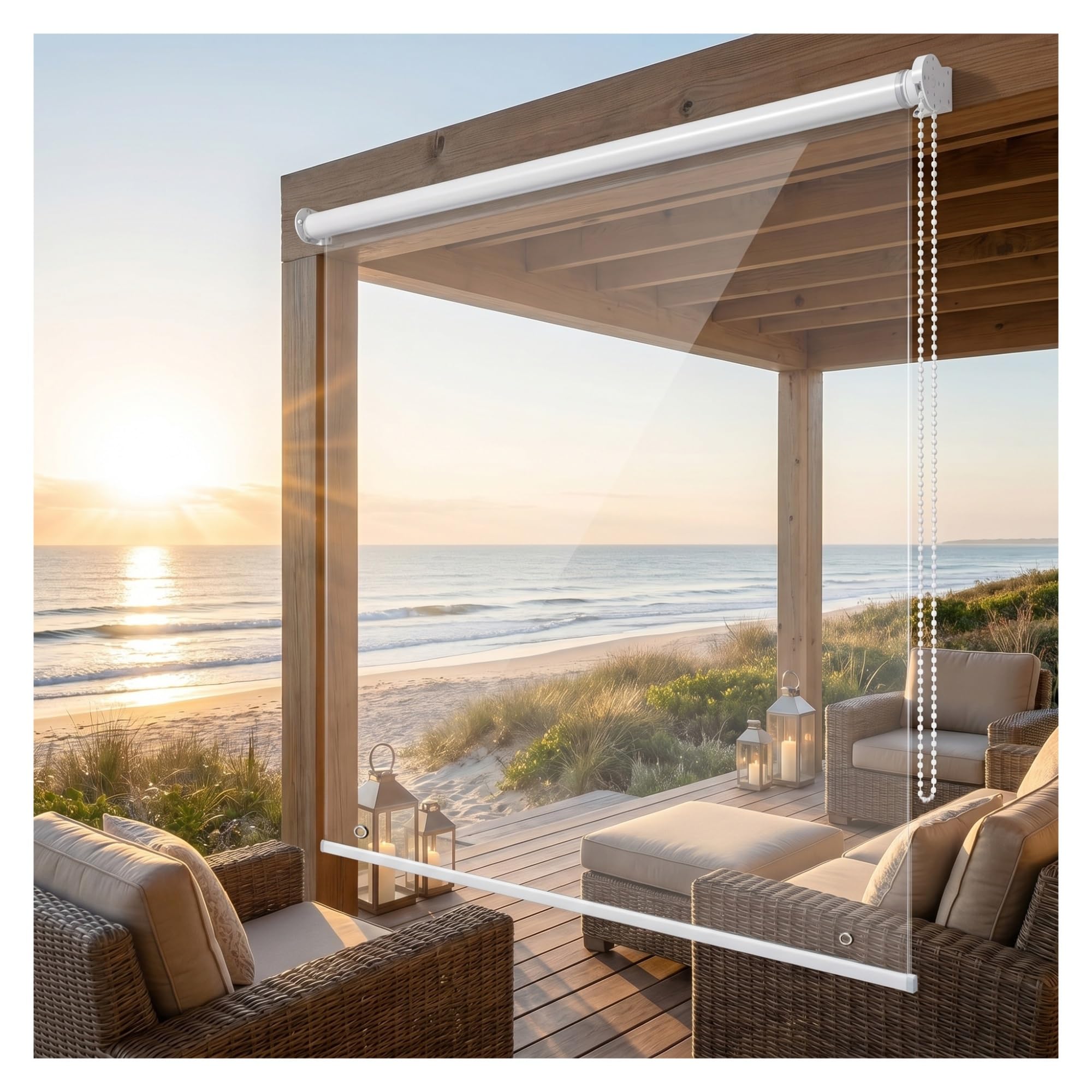 Clear PVC Outdoor Roller Shades Blind,Clear Waterproof Roller Blinds,HD Transparent Roll Up Curtain, with eyelets,for Outdoor Pergola Patio Balcony Bathroom Window(W85*H160cm/W33.4*H62.9in)