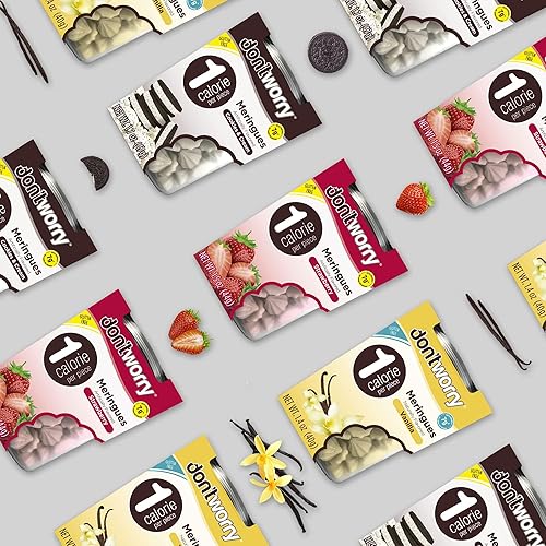 Miniatura 5 de Don't Worry Galletas de merengue bajas en calorías – Paquete de 4 – Galletas y crema, solo 1 caloría por pieza Caramelos bajos en azúcar, sin