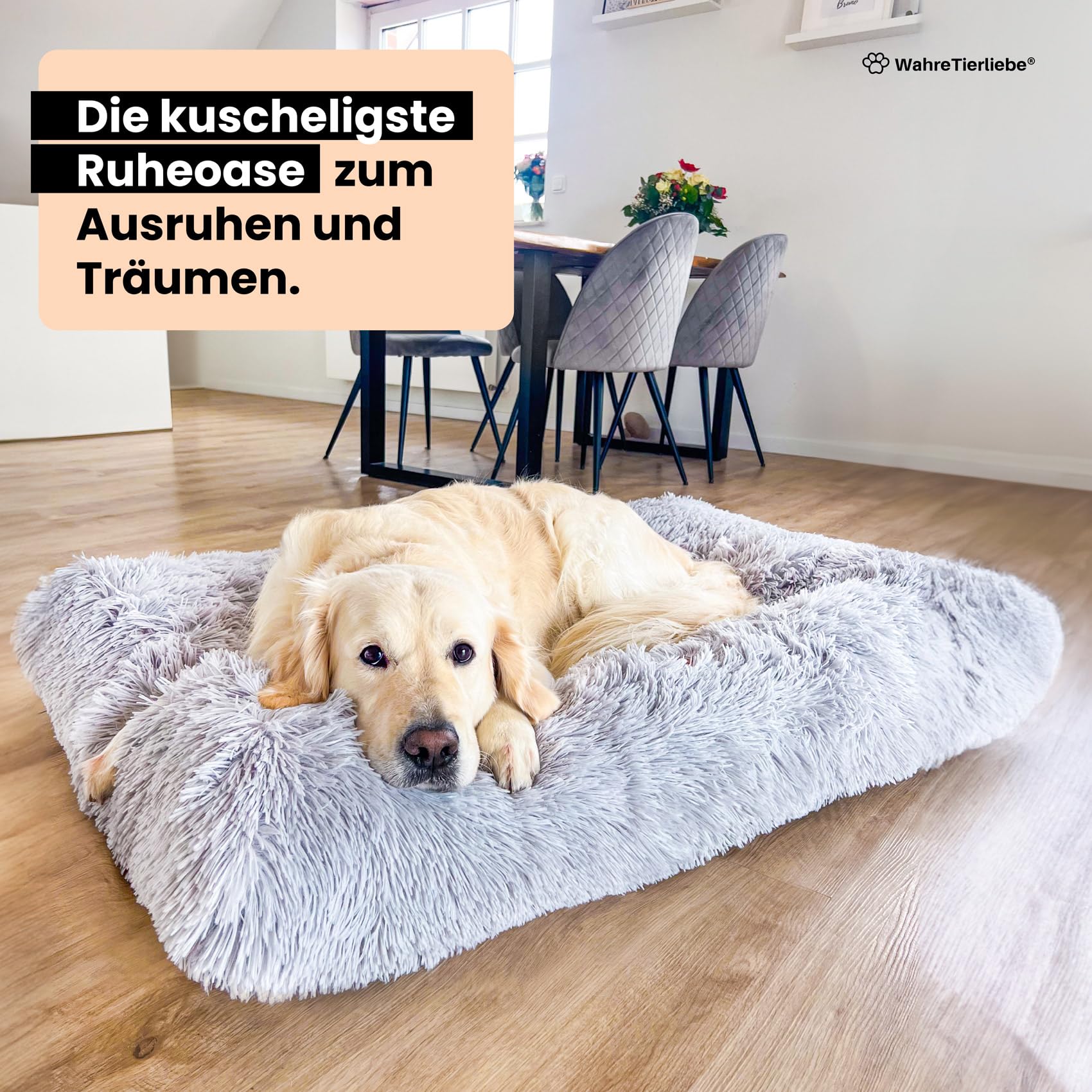 Wahre Tierliebe Premium Hundekissen Fluffy - Weiche Schlafstätte für deinen Vierbeiner - Leicht zu reinigen - Perfekt für Zuhause und unterwegs, hundebett, hundematte, hundebett waschbar